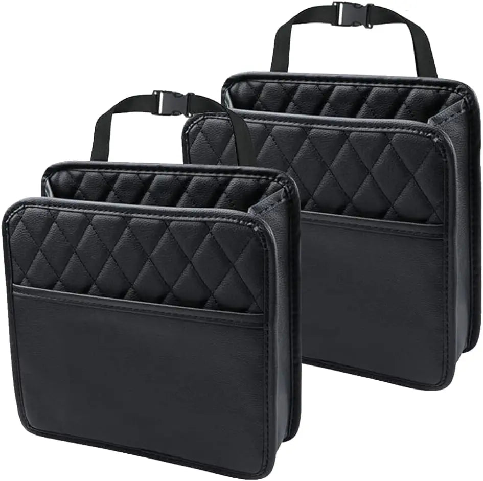 Car Seat Organizer 2 Pack - Black Backrest Storage Bag with Pockets - Car Interior Accessory Wholesale Hub