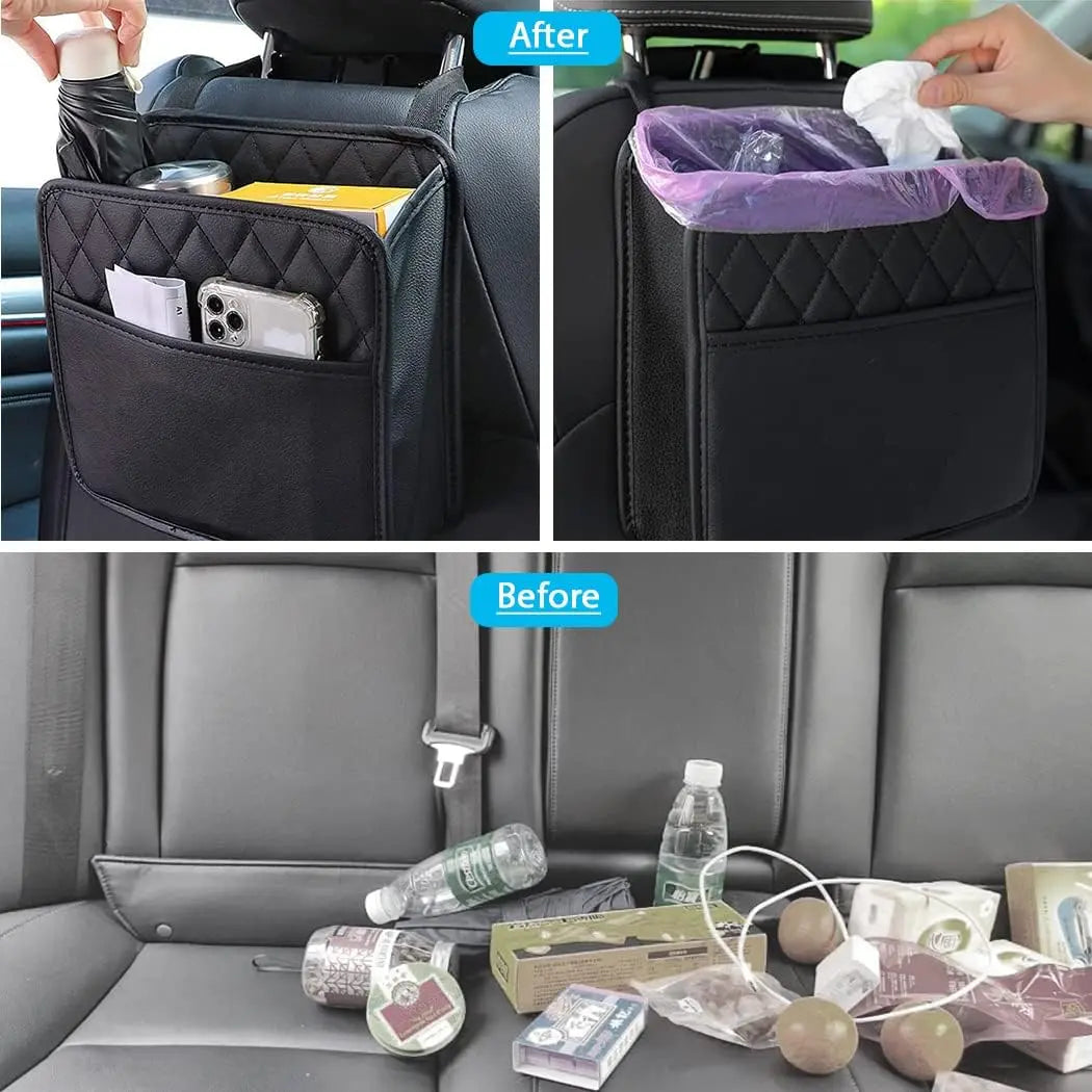 Car Seat Organizer 2 Pack - Black Backrest Storage Bag with Pockets - Car Interior Accessory Wholesale Hub