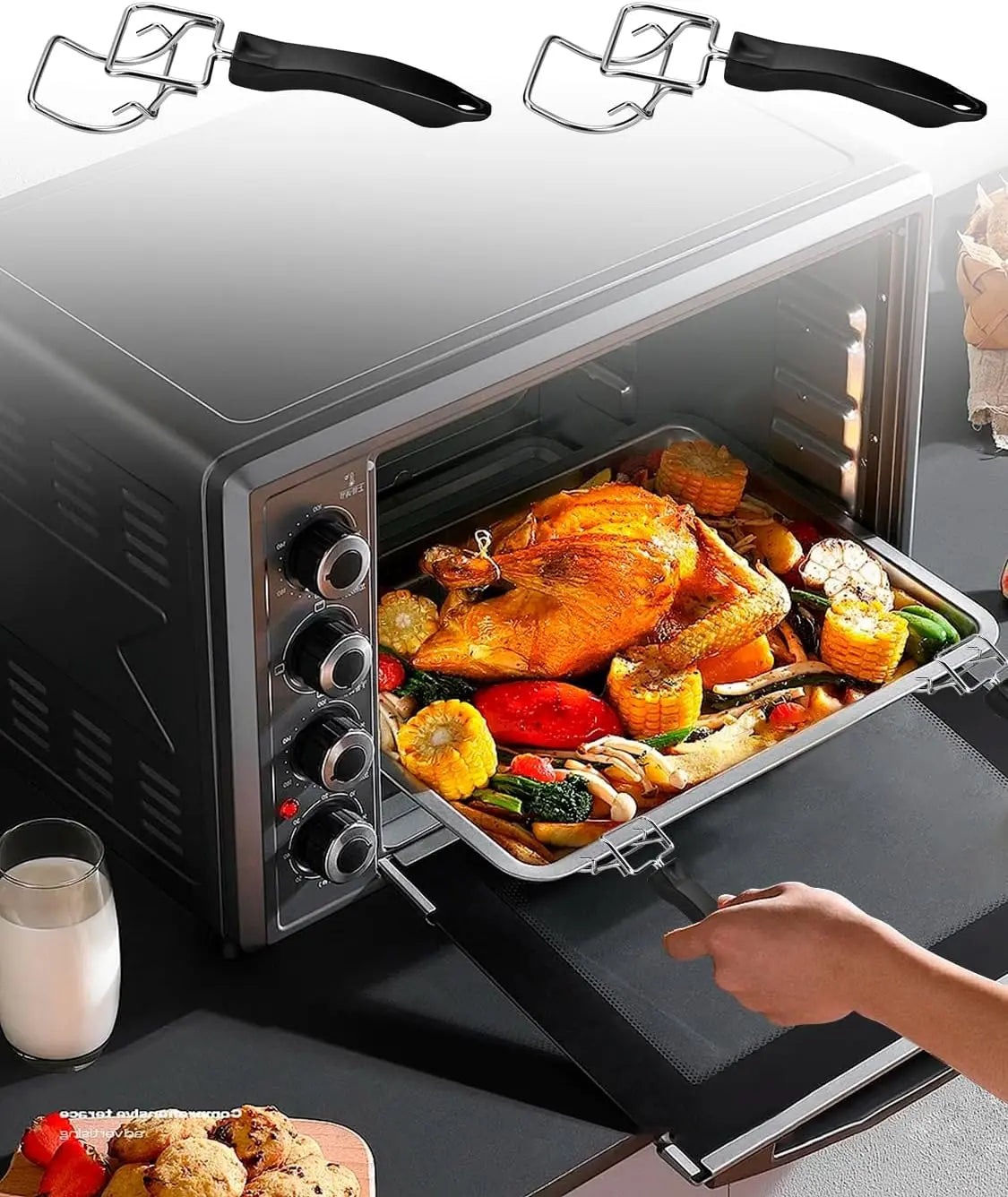 2-Piece Air Fryer Oven Baking Tray Puller Set - Oven Rack Puller Clip Handle Accessory for Air Fryers and Ovens Wholesale Hub