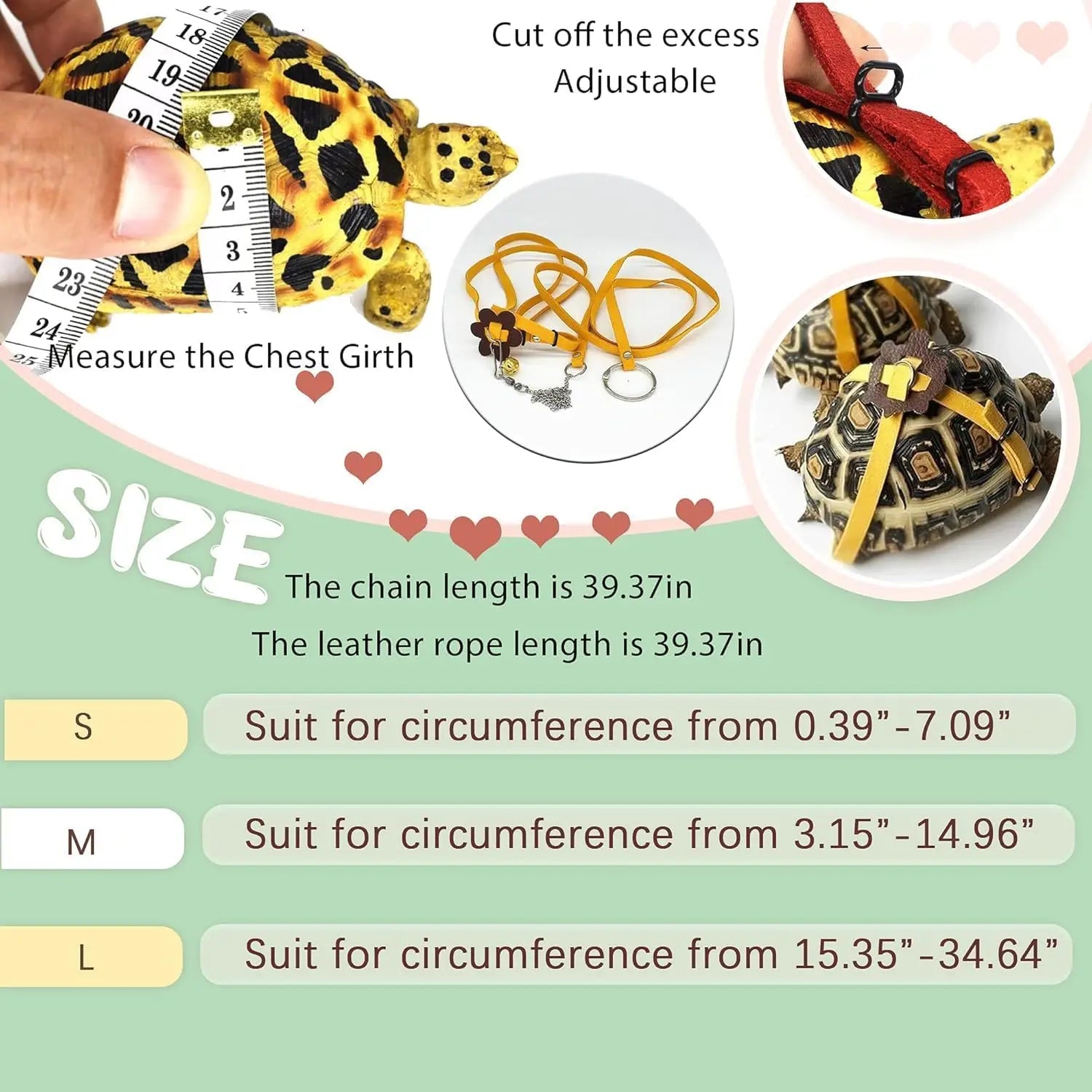 Yellow Turtle Harness Medium Size No Bell with Walking and Chest Straps Turtle Accessories for Turtles and Sea Turtles Wholesale Hub