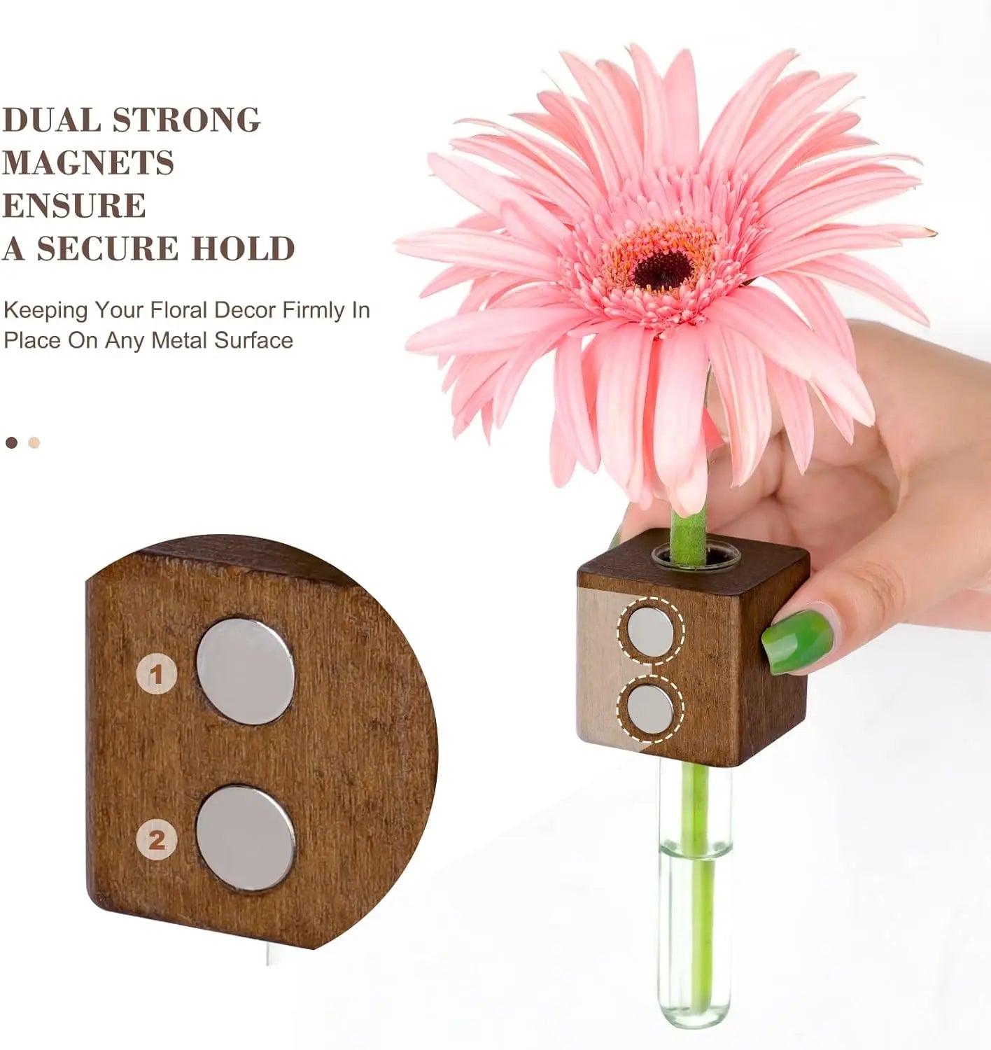 2 Pack Magnetic Wall Vases Mini Hydroponic Test Tubes for Home Decor Wholesale Hub