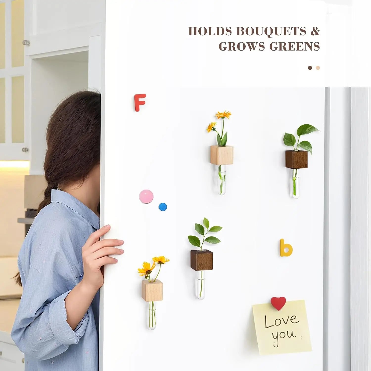 2 Pack Magnetic Wall Vases Mini Hydroponic Test Tubes for Home Decor Wholesale Hub