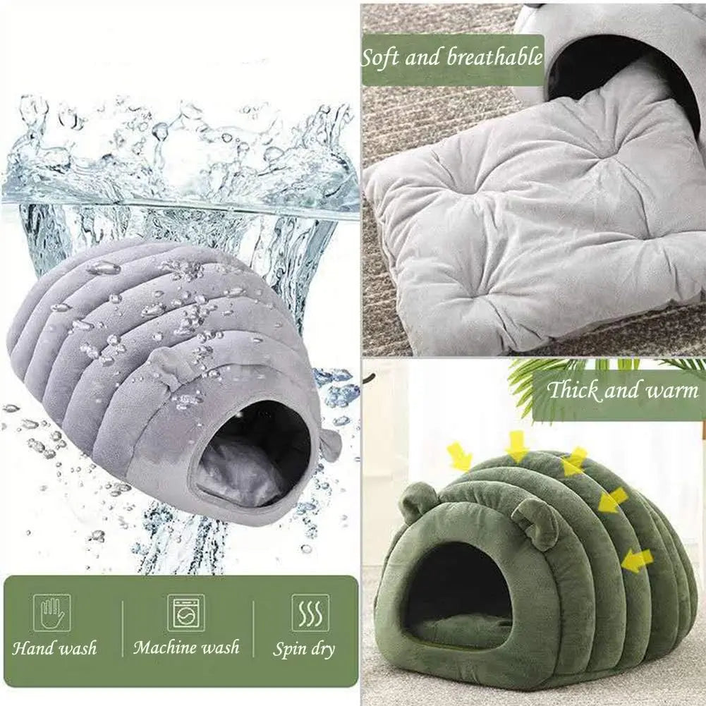 Green Cat Bed Cave - Cozy Pet House for Cats - Soft Kitten Sleeping Bed Wholesale Hub