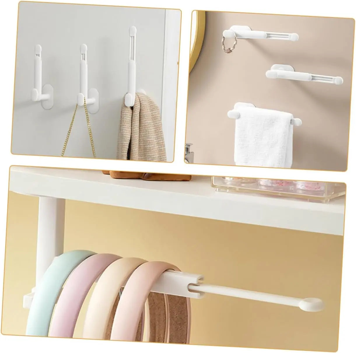 2 Pack Adjustable Hair Accessory Organizer with Hair Tie Holder White Wholesale Hub