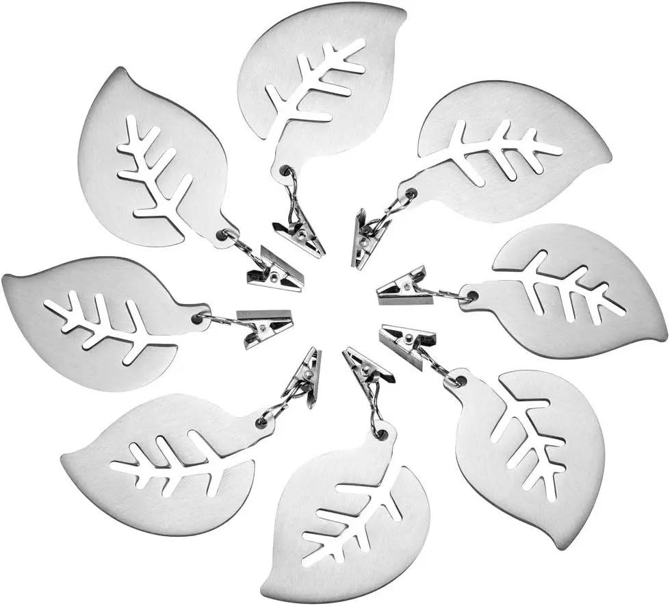 Stainless Steel Tafelkleedgewichten Leaf Shaped Multifunctional 5x7cm Silver 8 Piece Set Wholesale Hub