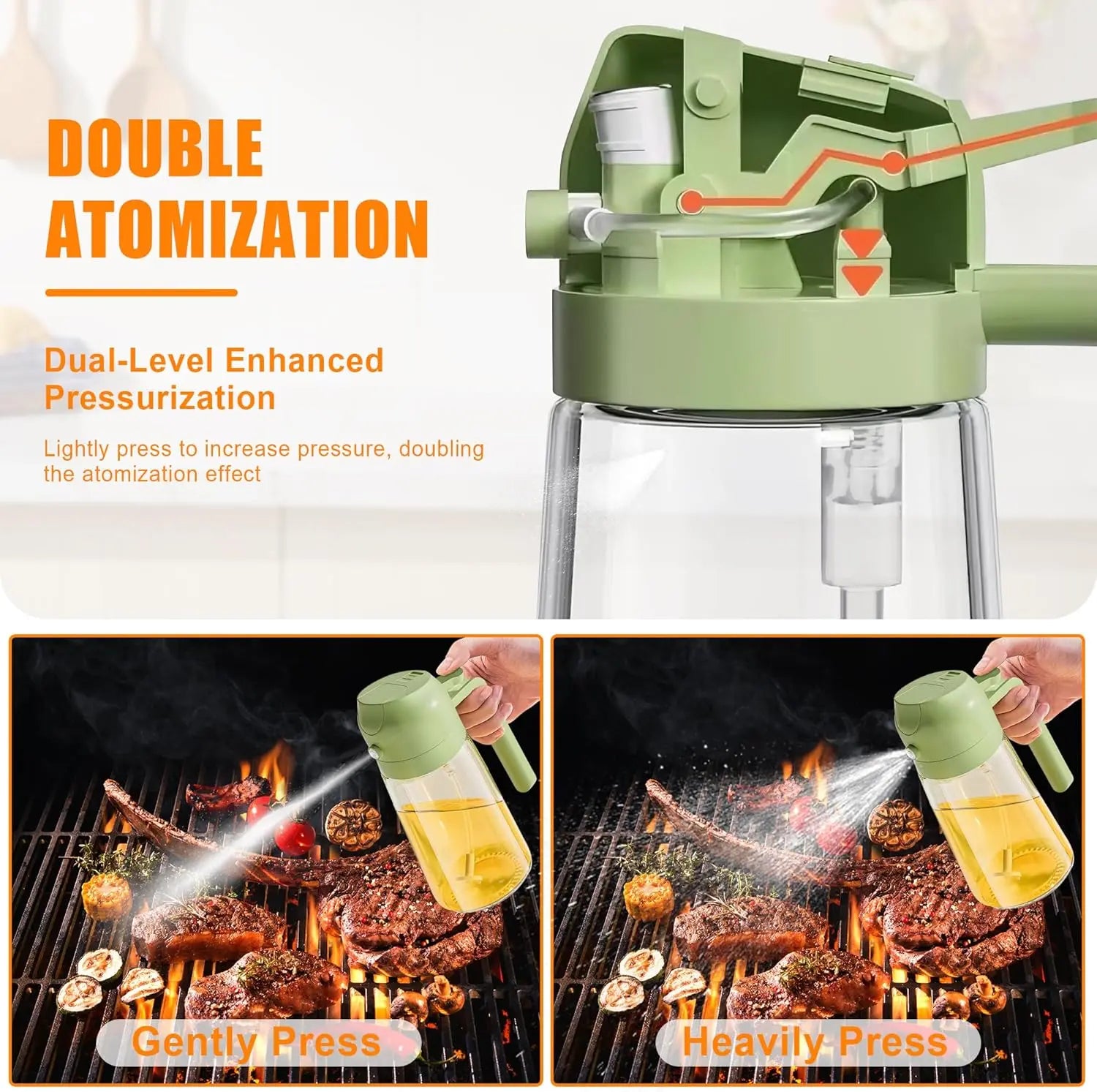 2-in-1 Olive Oil Spray & Pour Bottle 470ml Glass Dispenser for Cooking BBQ Kitchen Wholesale Hub