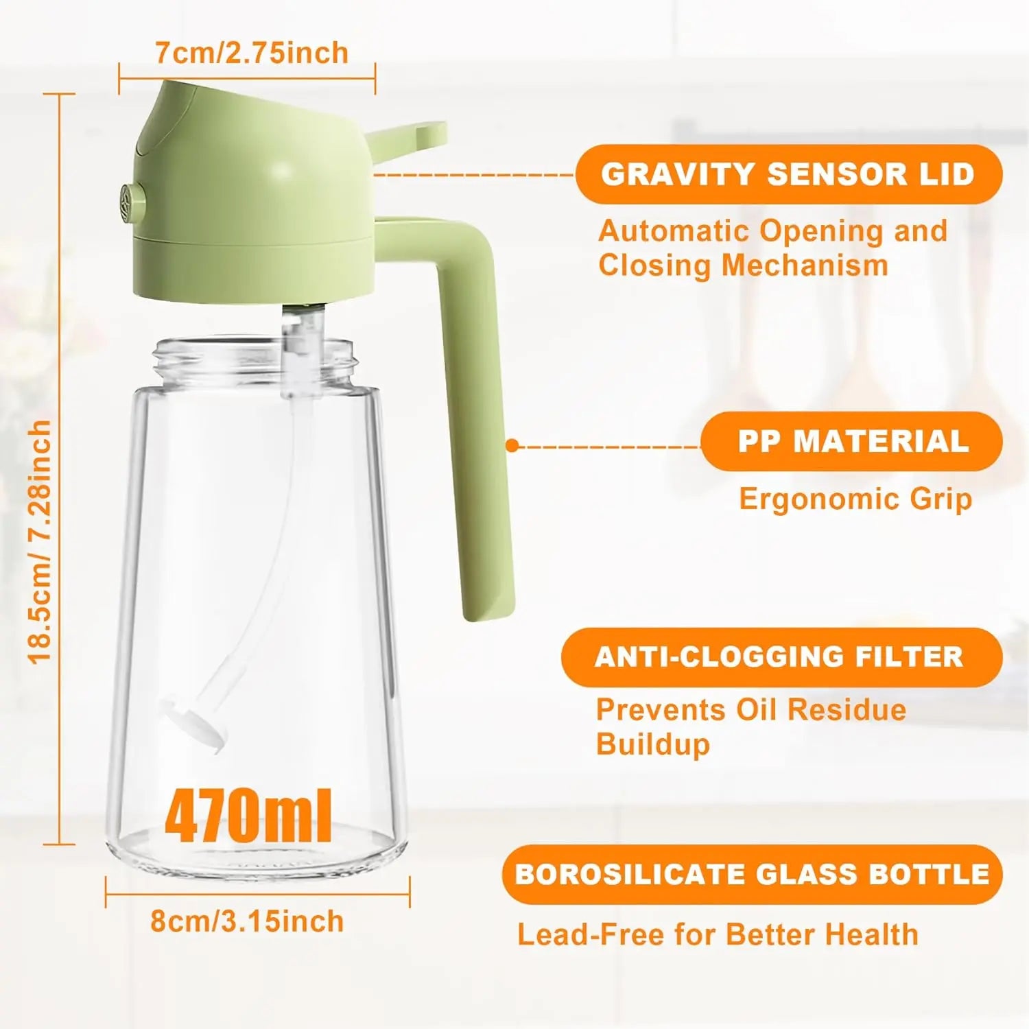 2-in-1 Olive Oil Spray & Pour Bottle 470ml Glass Dispenser for Cooking BBQ Kitchen Wholesale Hub