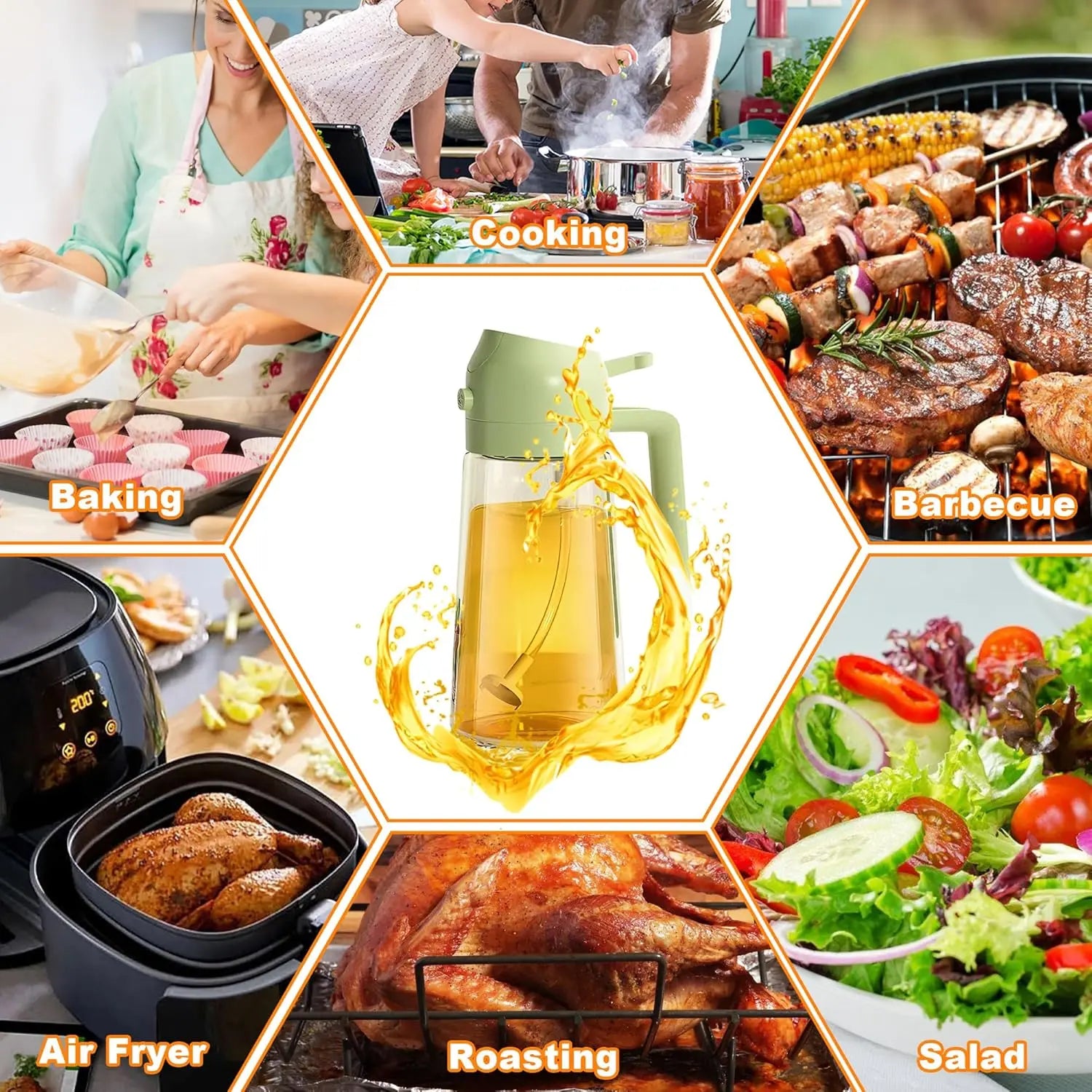 2-in-1 Olive Oil Spray & Pour Bottle 470ml Glass Dispenser for Cooking BBQ Kitchen Wholesale Hub