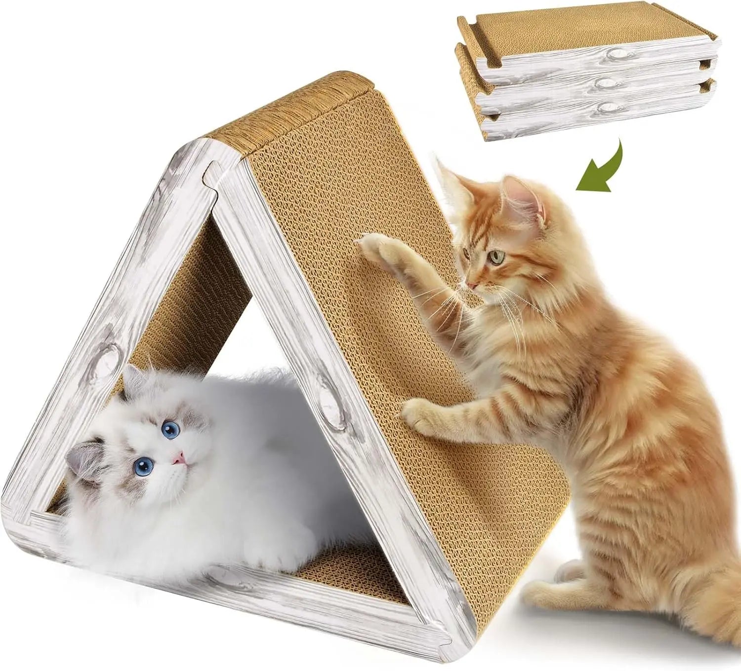 Foldable Triangle Cat Scratcher - 6 Usable Sides Cat Scratcher for Indoor Cats - Vertical Cat Board Pads Wholesale Hub