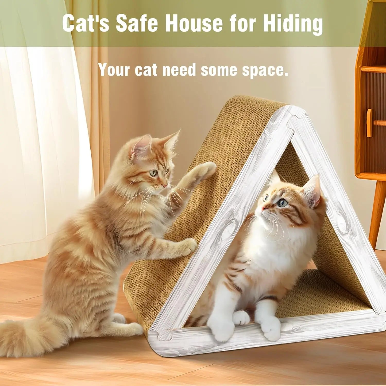 Foldable Triangle Cat Scratcher - 6 Usable Sides Cat Scratcher for Indoor Cats - Vertical Cat Board Pads Wholesale Hub