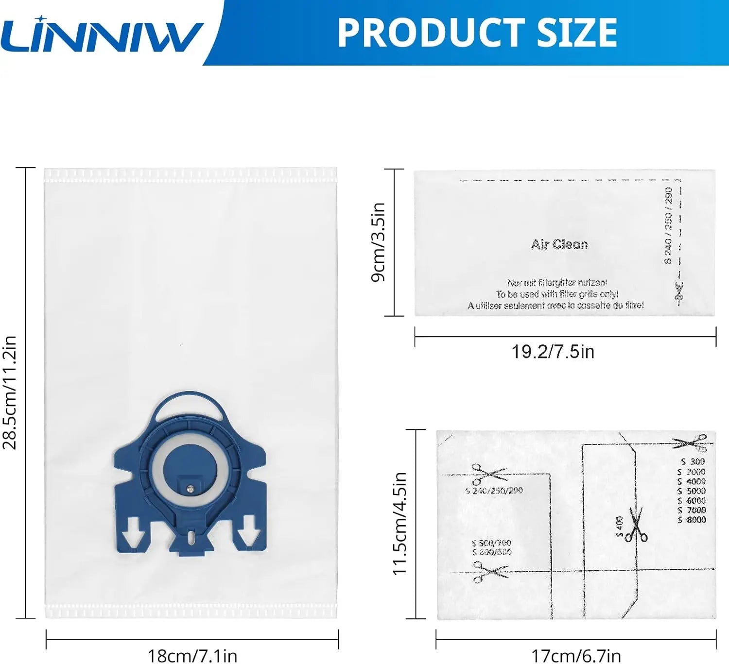20 Pack 3D Airclean GN Vacuum Cleaner Bags and 20 Pack FJM Vacuum Bags Compatible with Miele Canister Vacuum Cleaner Wholesale Hub