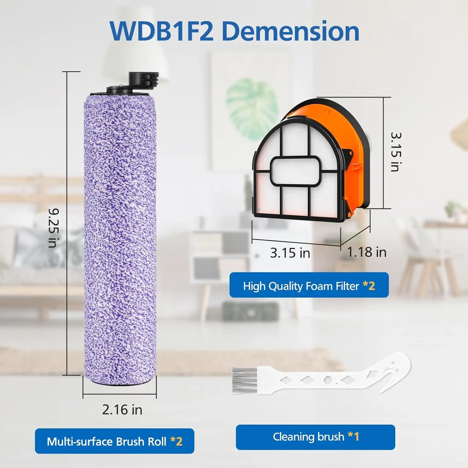 WDB1F2 Replacement Brushroll & Filter Bundle Compatible with Shark Hydrovac WD101 WD201 WD100 WD200 AW201 WD200C WD201C WD101C HydroVac XL 3-in-1 Vacuum Cleaner,Compare Parts WDB1, WDB2, WDFF1, WDFF2 Wholesale Hub