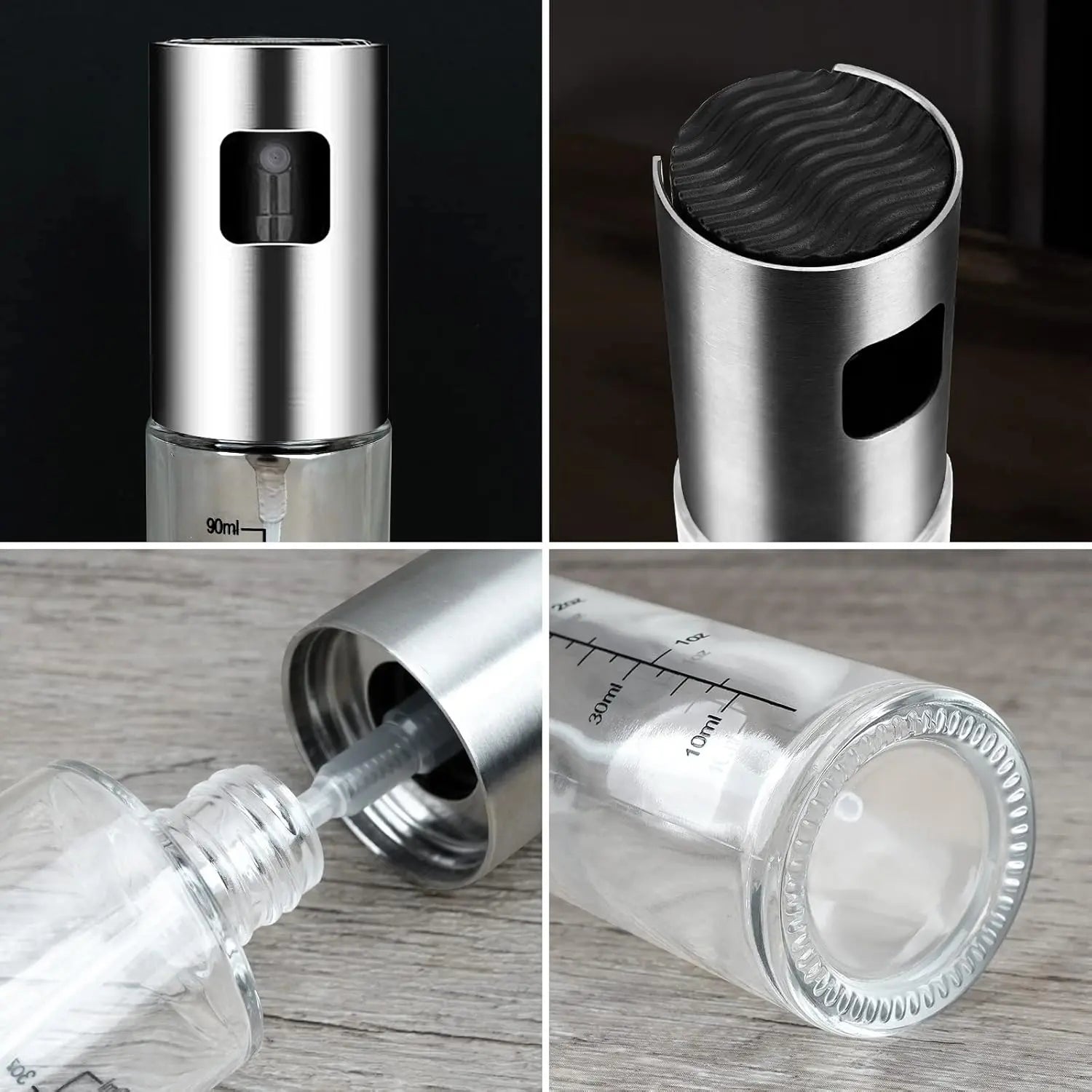 Oil Sprayer for Cooking, 2 Pack Upgraded Olive Oil Spray Bottle Mister Refillable with Scale Air Fryer Accessories for Kitchen, Salad, Baking, BBQ, Frying Wholesale Hub