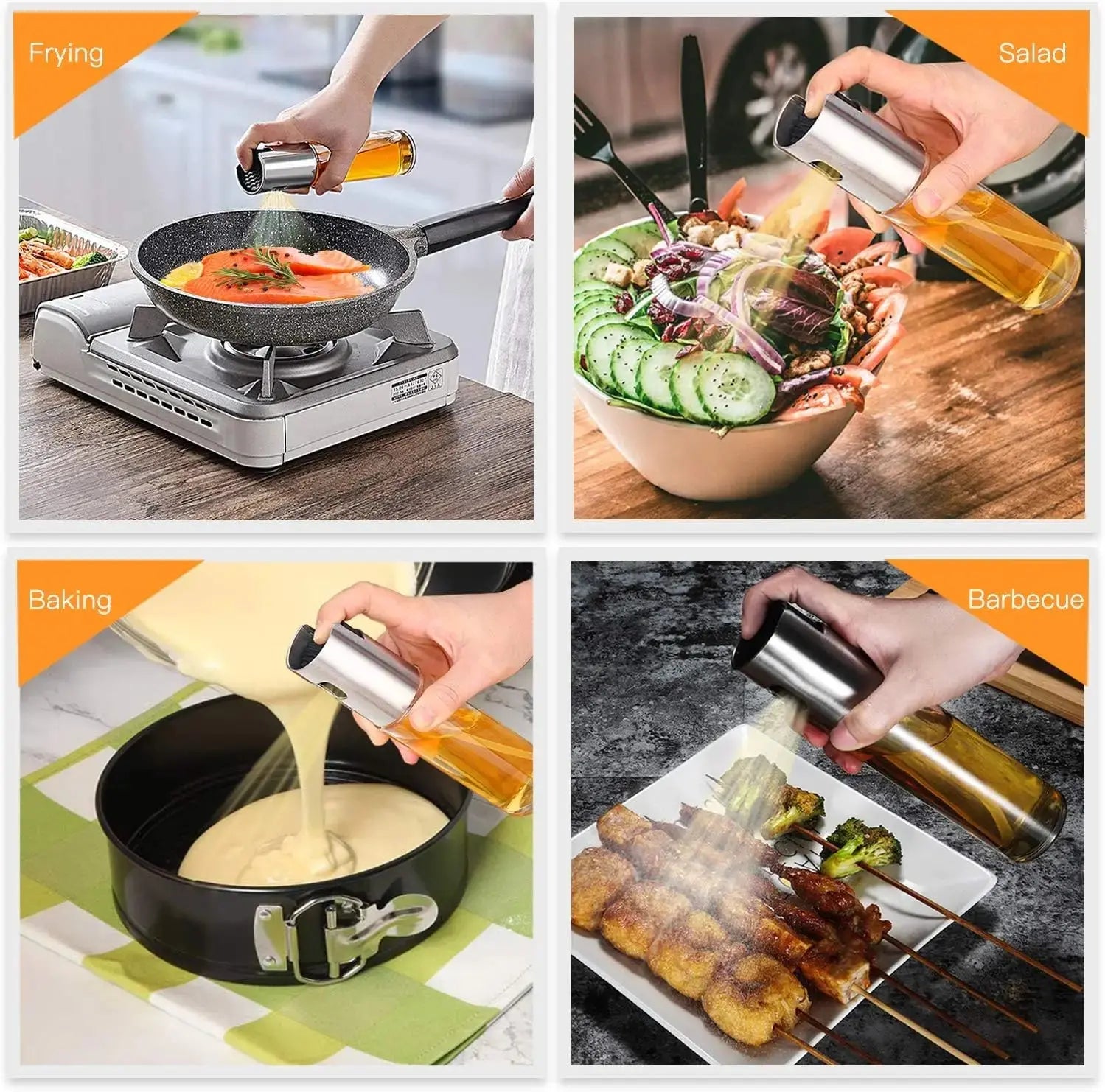 Oil Sprayer for Cooking, 2 Pack Upgraded Olive Oil Spray Bottle Mister Refillable with Scale Air Fryer Accessories for Kitchen, Salad, Baking, BBQ, Frying Wholesale Hub