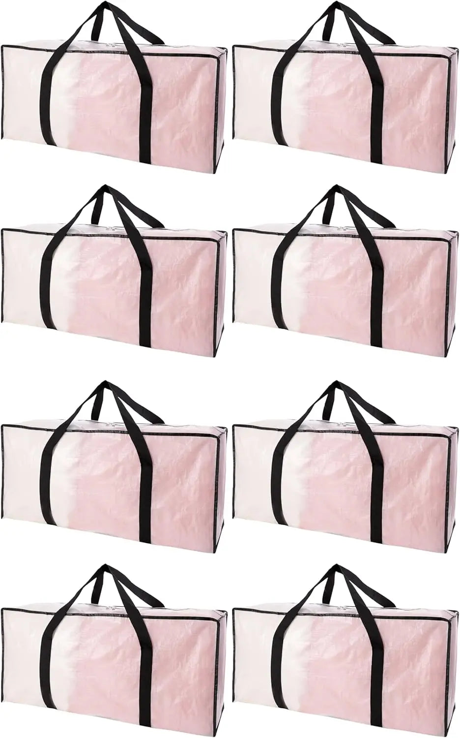 Extra Large Moving Bags with Zippers & Carrying Handles, Heavy-Duty Storage Tote for Space Saving Moving Storage, Fold Flat, Alternative to Box and Bin - 8 Pack, Semi-Transparent Wholesale Hub
