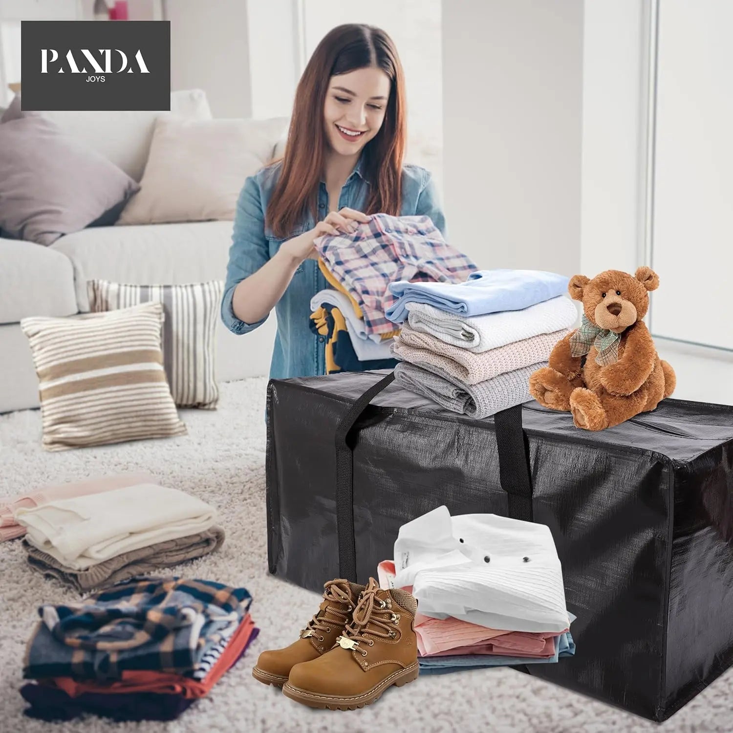 Extra Large Moving Bags with Zippers & Carrying Handles, Heavy-Duty Storage Tote for Space Saving Moving Storage, Fold Flat, Alternative to Box and Bin - 8 Pack, Black Wholesale Hub