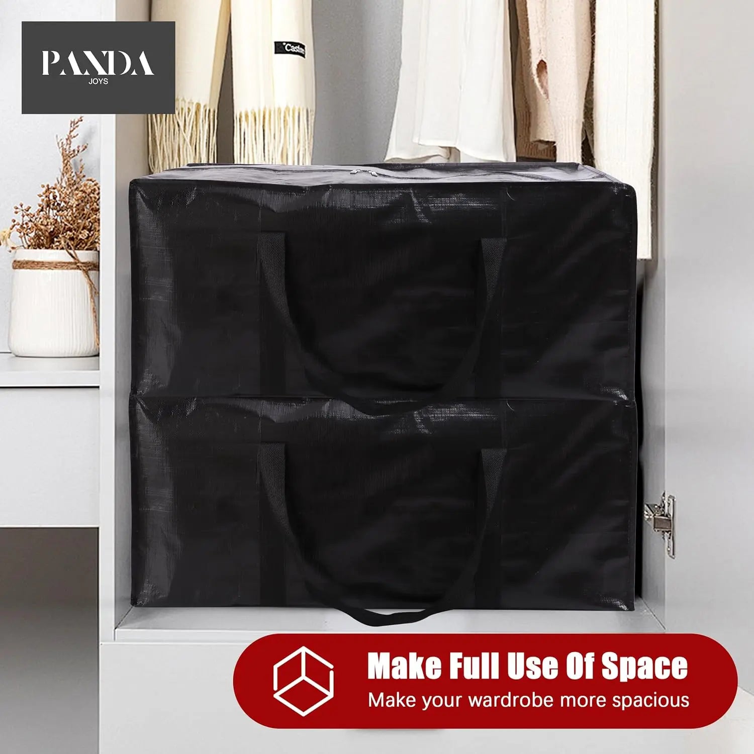 Extra Large Moving Bags with Zippers & Carrying Handles, Heavy-Duty Storage Tote for Space Saving Moving Storage, Fold Flat, Alternative to Box and Bin - 8 Pack, Black Wholesale Hub