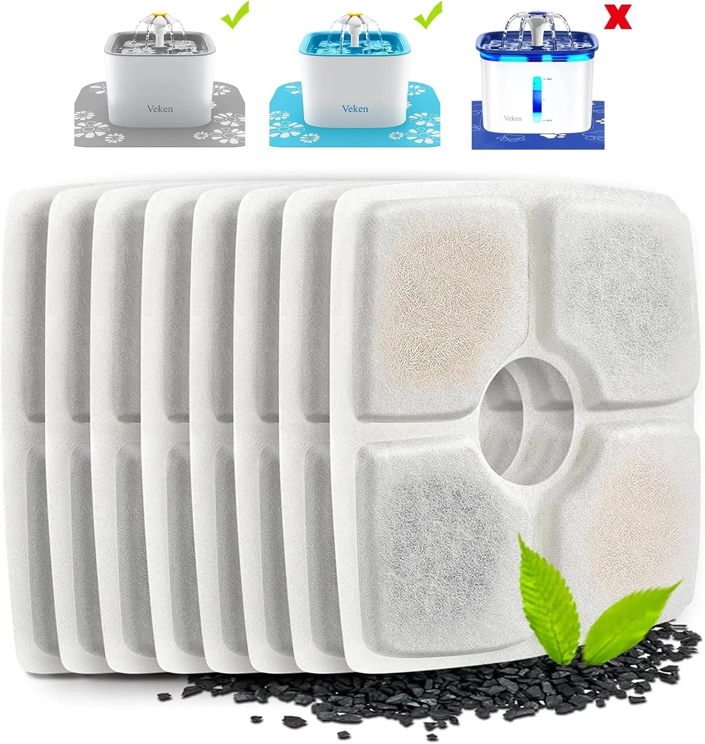 8 Pack Replacement Filters for 84oz/2.5L Automatic Pet Fountain Cat Water Fountain Dog Water Dispenser Wholesale Hub