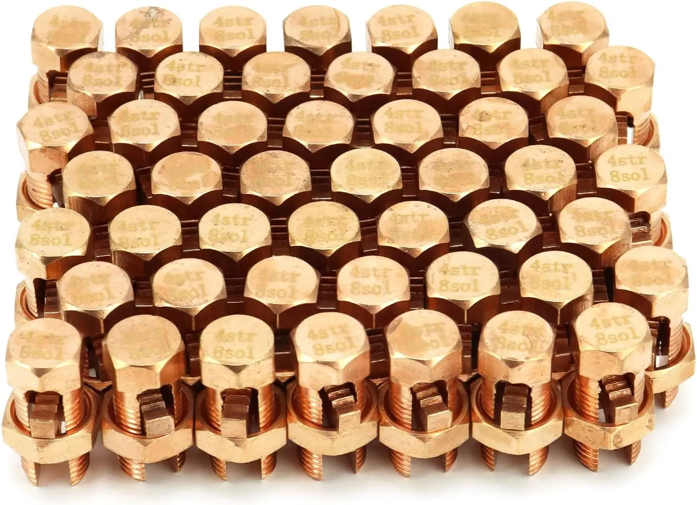 Grounding Split Bolt, 50 Pieces 4 Gauge 8 Gauge High Strength Split Bolt Connectors, Ground Wire Clamp, Solid Copper, for Antenna, Satellite Dish, Cable TV Wholesale Hub