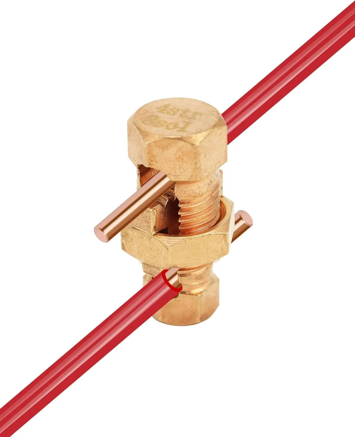 Grounding Split Bolt, 50 Pieces 4 Gauge 8 Gauge High Strength Split Bolt Connectors, Ground Wire Clamp, Solid Copper, for Antenna, Satellite Dish, Cable TV Wholesale Hub