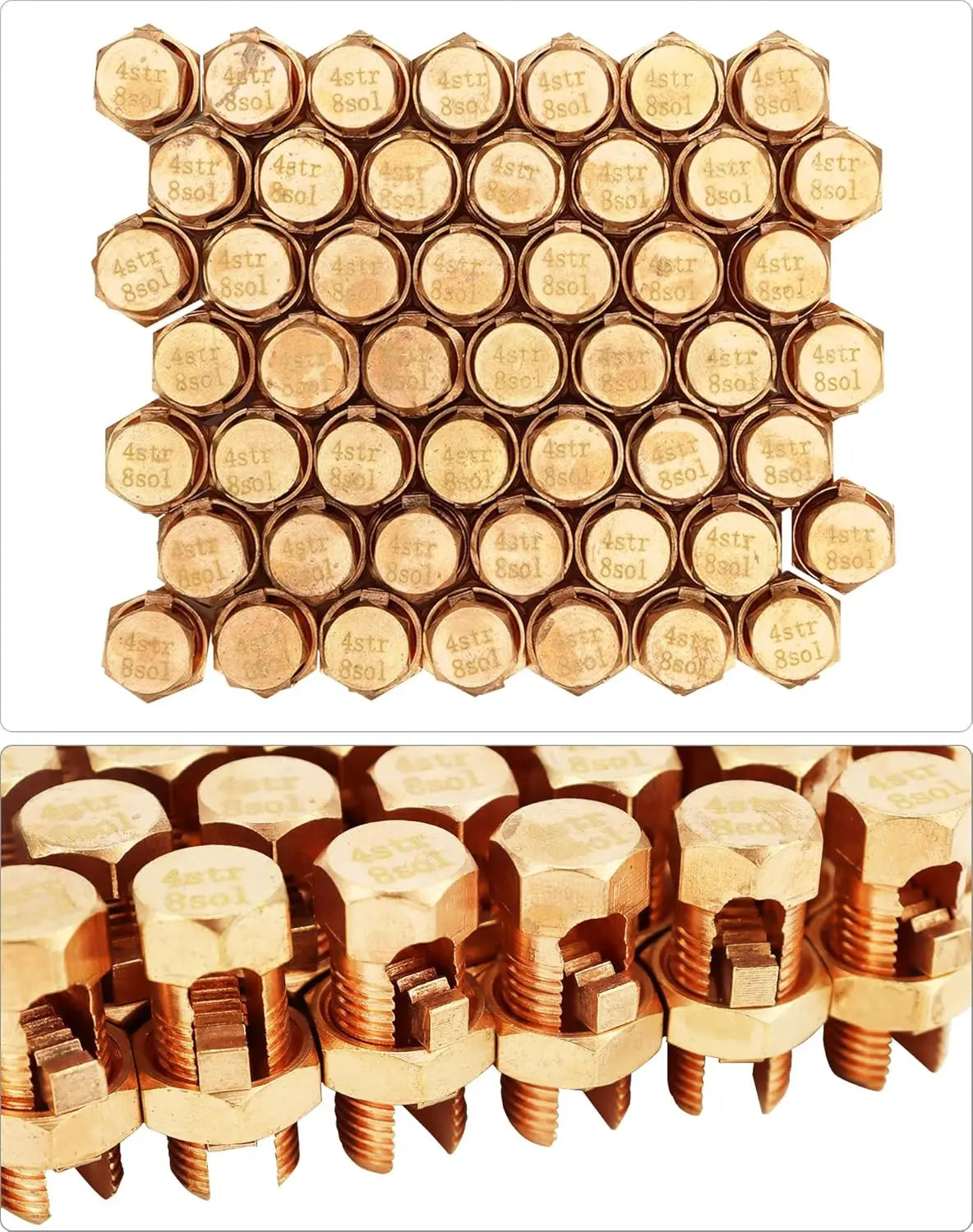 Grounding Split Bolt, 50 Pieces 4 Gauge 8 Gauge High Strength Split Bolt Connectors, Ground Wire Clamp, Solid Copper, for Antenna, Satellite Dish, Cable TV Wholesale Hub