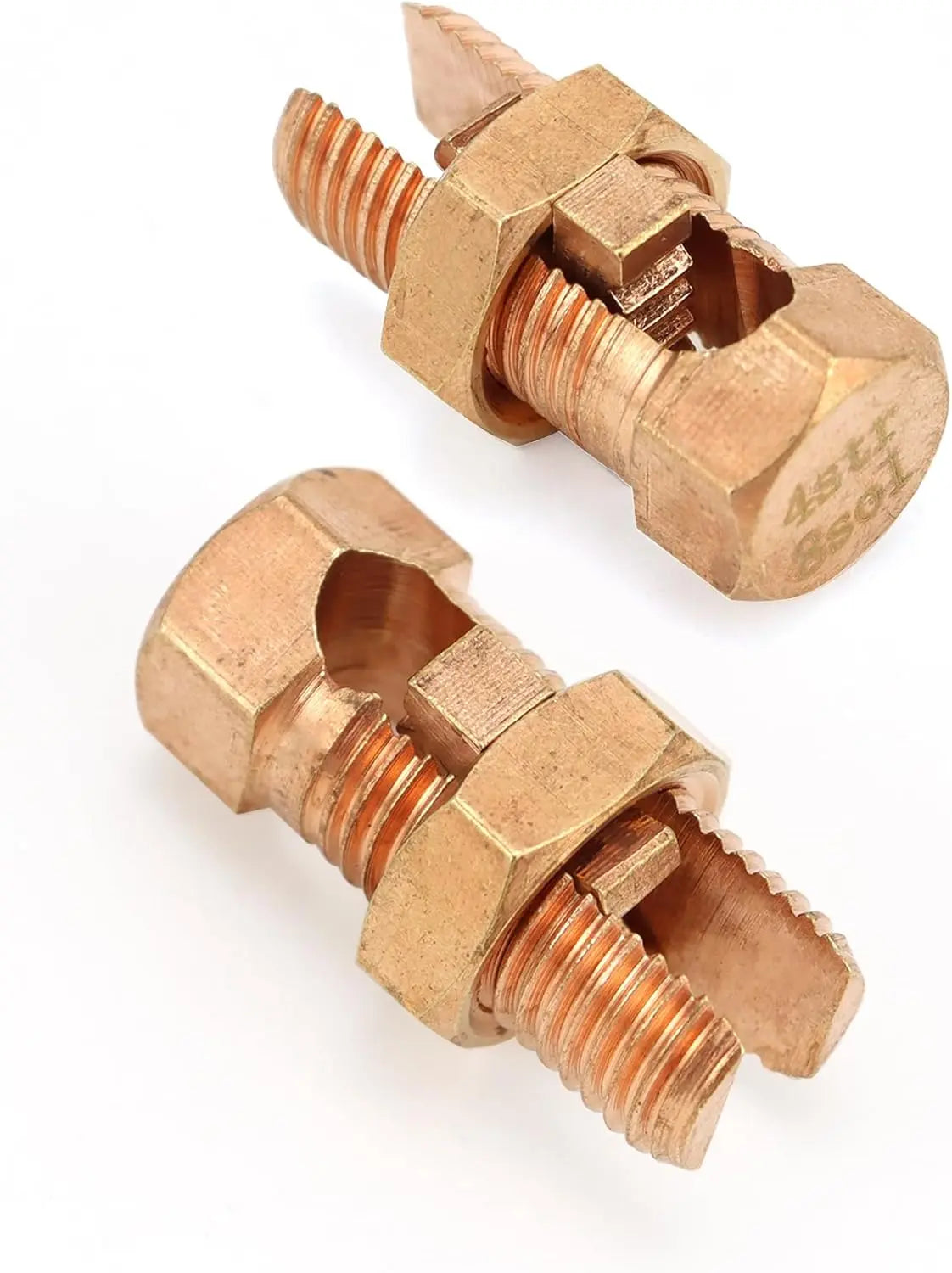 Grounding Split Bolt, 50 Pieces 4 Gauge 8 Gauge High Strength Split Bolt Connectors, Ground Wire Clamp, Solid Copper, for Antenna, Satellite Dish, Cable TV Wholesale Hub