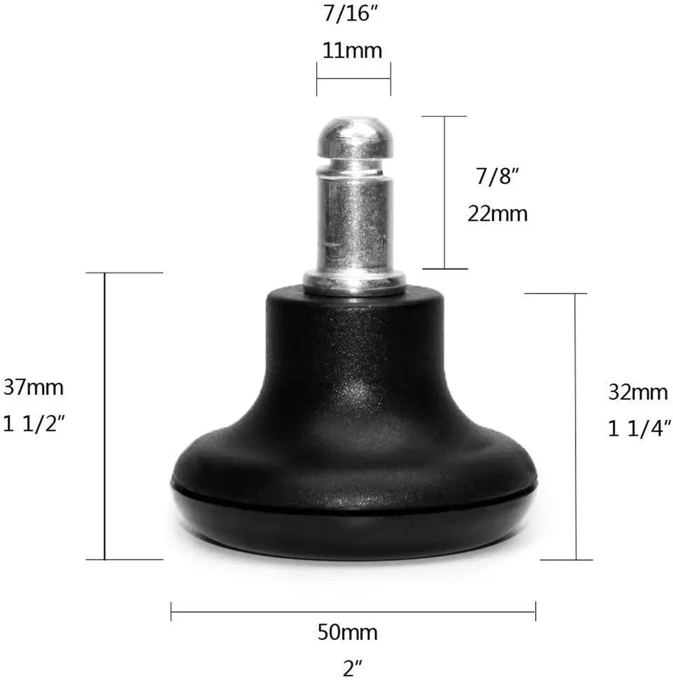 Bell Glides Replacement Office Chair or Stool Swivel Caster Wheels to Fixed Stationary Castors, Low Profile Bell Glides with Soft Rubber Bottom Instead of Self Felt Pads, Chair Feet Wheel Stopper Wholesale Hub