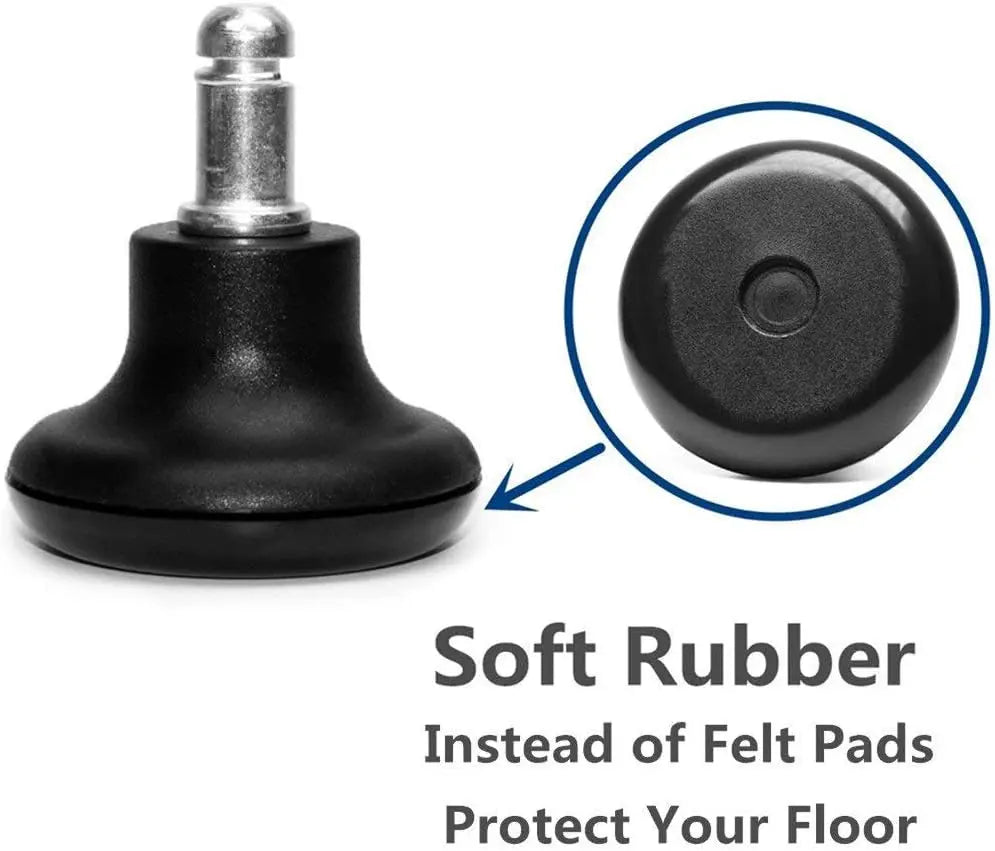 Bell Glides Replacement Office Chair or Stool Swivel Caster Wheels to Fixed Stationary Castors, Low Profile Bell Glides with Soft Rubber Bottom Instead of Self Felt Pads, Chair Feet Wheel Stopper Wholesale Hub