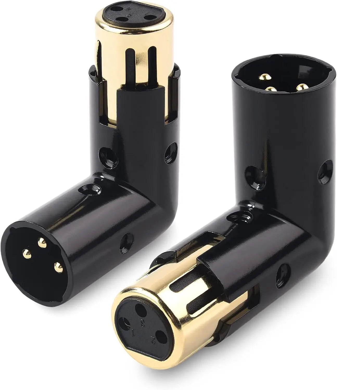 2-Pack Adjustable Male to Female Right Angle XLR Adapter in Black (XLR 90 Degree) & 120 Ohm 3-PinXLR Terminator/DMX Terminator - Optimal Signal Integrity for Lighting and Audio System Wholesale Hub