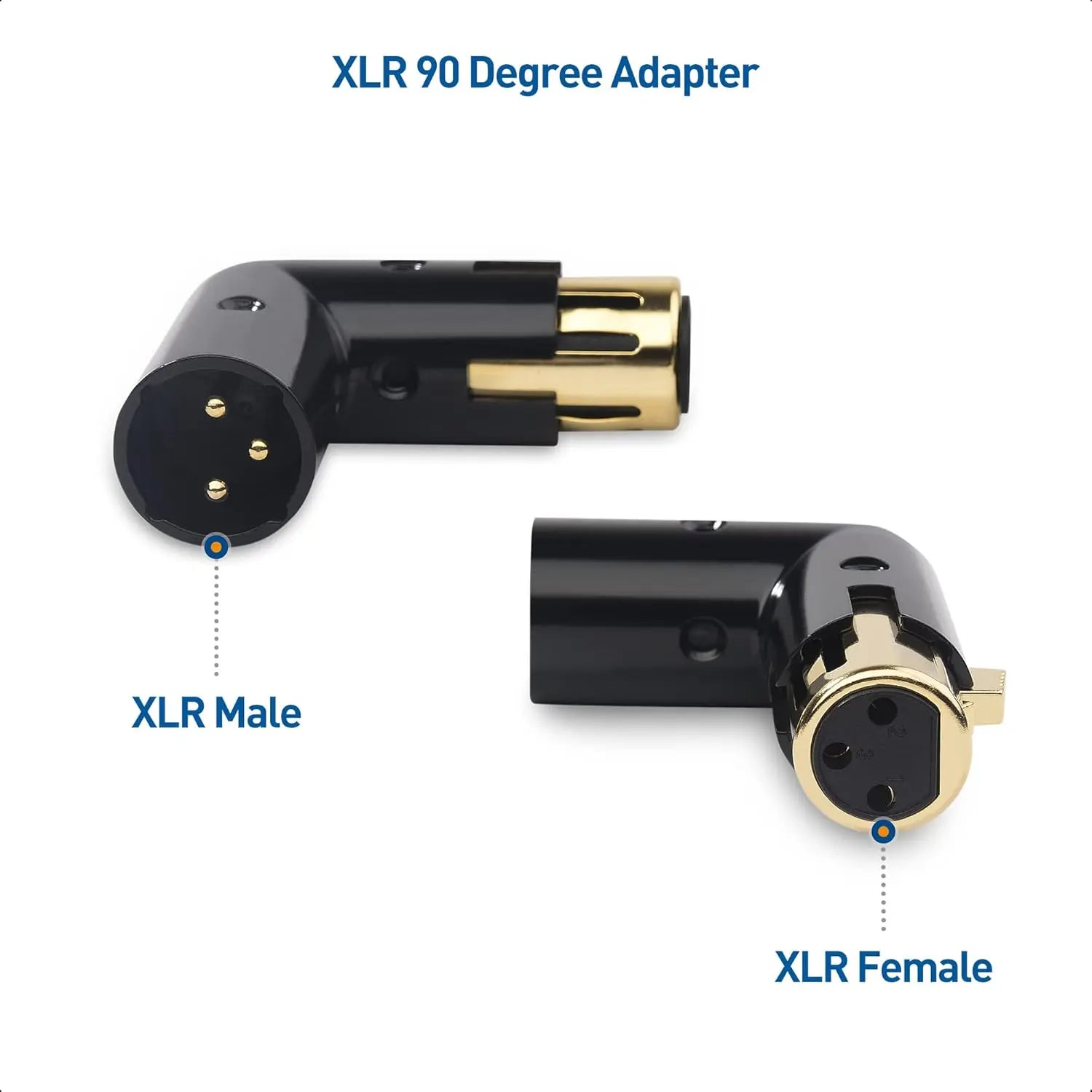 2-Pack Adjustable Male to Female Right Angle XLR Adapter in Black (XLR 90 Degree) & 120 Ohm 3-PinXLR Terminator/DMX Terminator - Optimal Signal Integrity for Lighting and Audio System Wholesale Hub