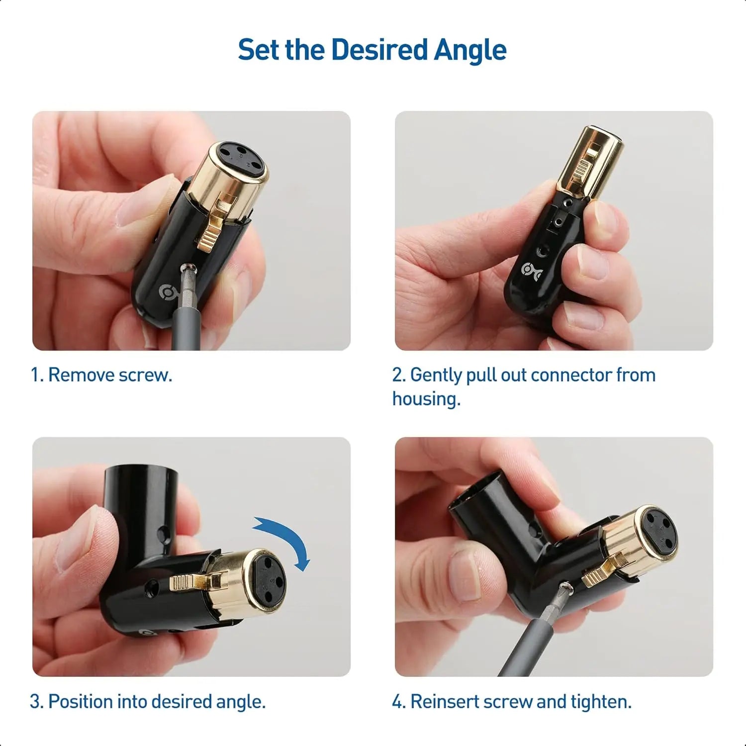 2-Pack Adjustable Male to Female Right Angle XLR Adapter in Black (XLR 90 Degree) & 120 Ohm 3-PinXLR Terminator/DMX Terminator - Optimal Signal Integrity for Lighting and Audio System Wholesale Hub