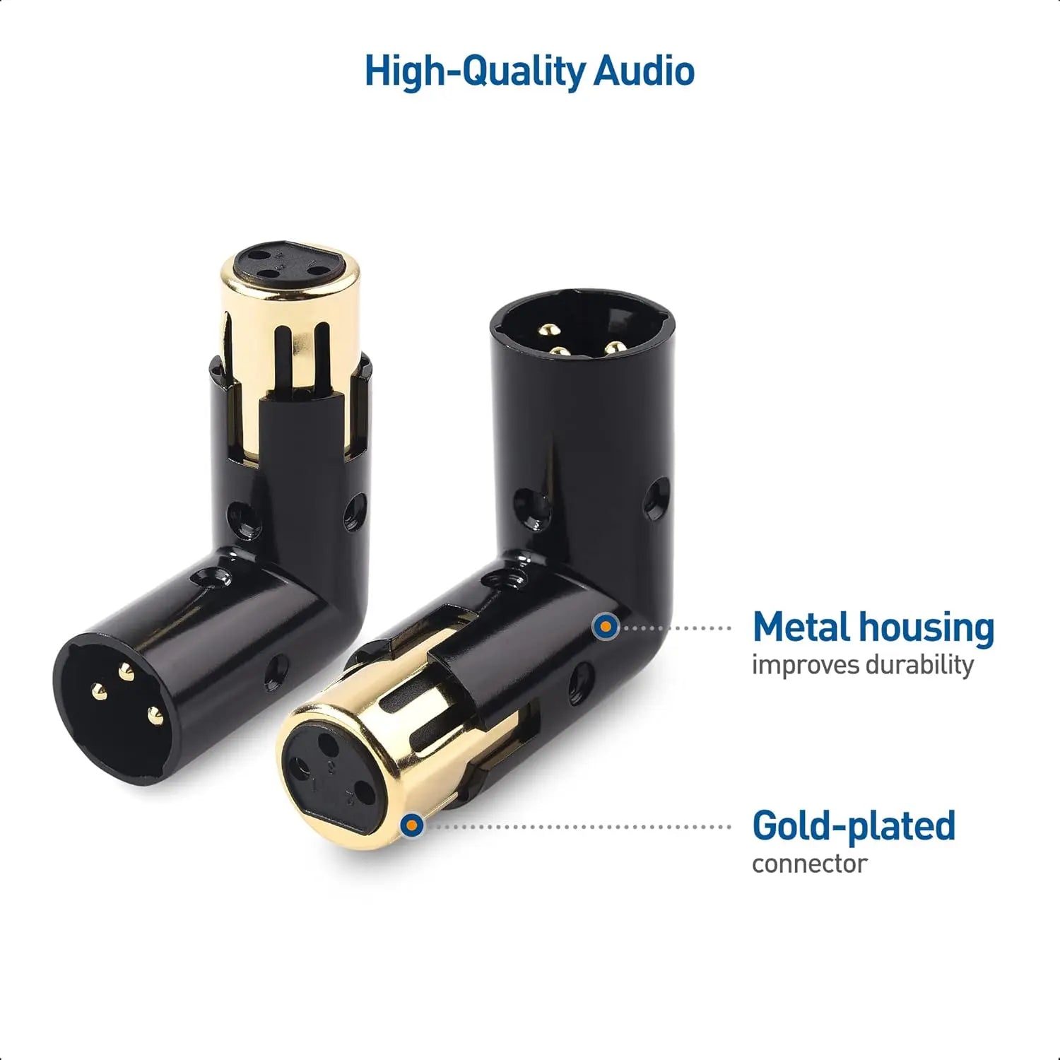 2-Pack Adjustable Male to Female Right Angle XLR Adapter in Black (XLR 90 Degree) & 120 Ohm 3-PinXLR Terminator/DMX Terminator - Optimal Signal Integrity for Lighting and Audio System Wholesale Hub
