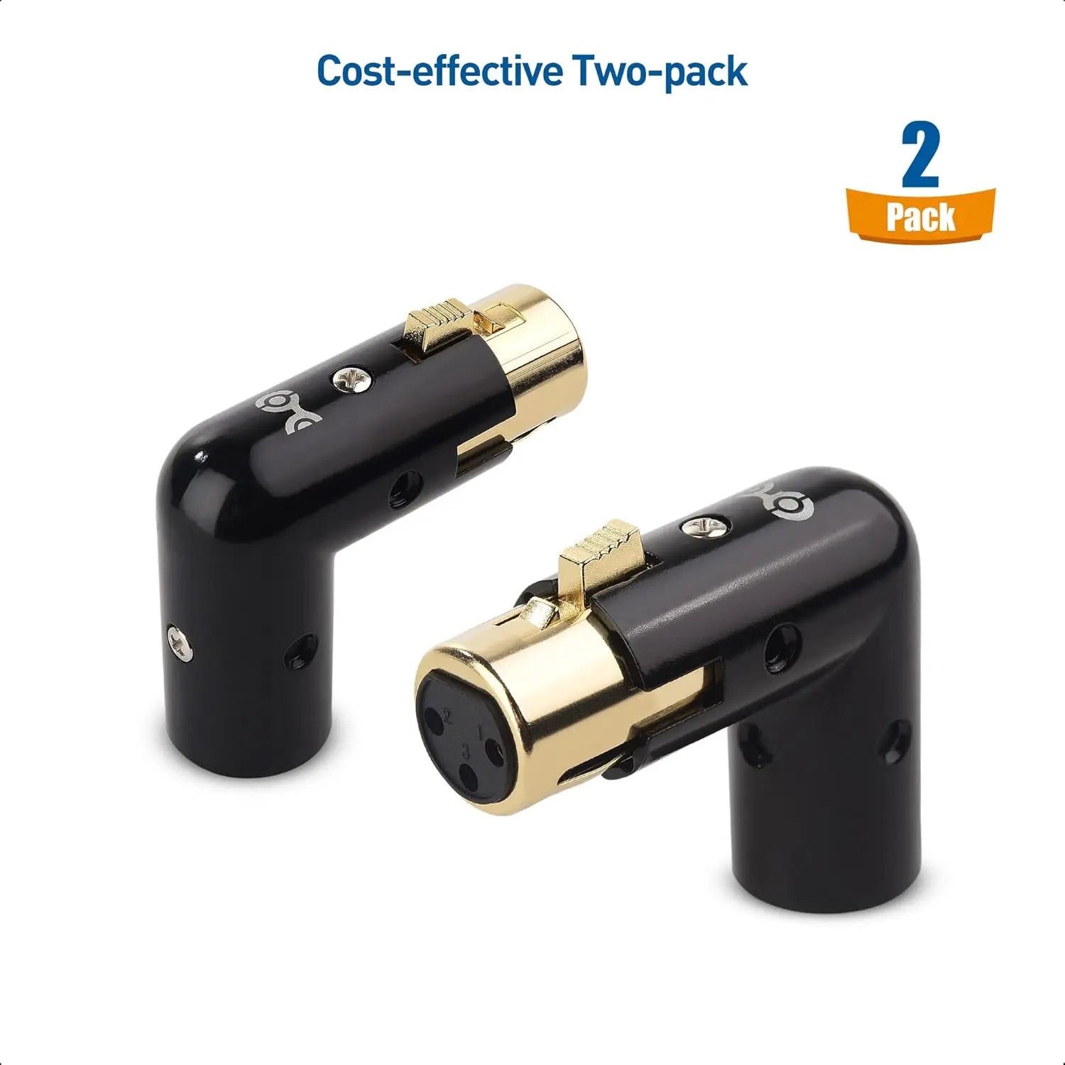 2-Pack Adjustable Male to Female Right Angle XLR Adapter in Black (XLR 90 Degree) & 120 Ohm 3-PinXLR Terminator/DMX Terminator - Optimal Signal Integrity for Lighting and Audio System Wholesale Hub