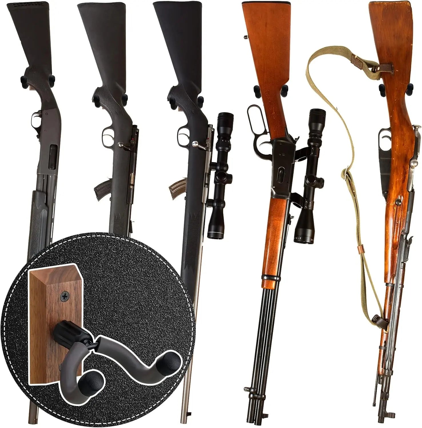 Crossbow Hanger for Wall Vertical Gun Rack Wall Mount Hardwood Gun Holder Compound Bow Hanger Holder Displays Rack Shotgun Hooks Rifle Storage Securely Holds Airsoft Firearm Wholesale Hub