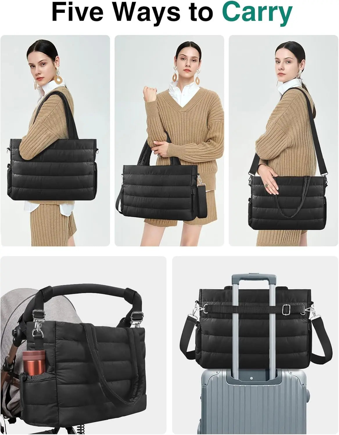 Diaper Bag Tote, Baby Diaper Tote Bags Crossbody Hospital Bag Travel Large Mommy Bag, with Silicone Pacifier Case Wholesale Hub