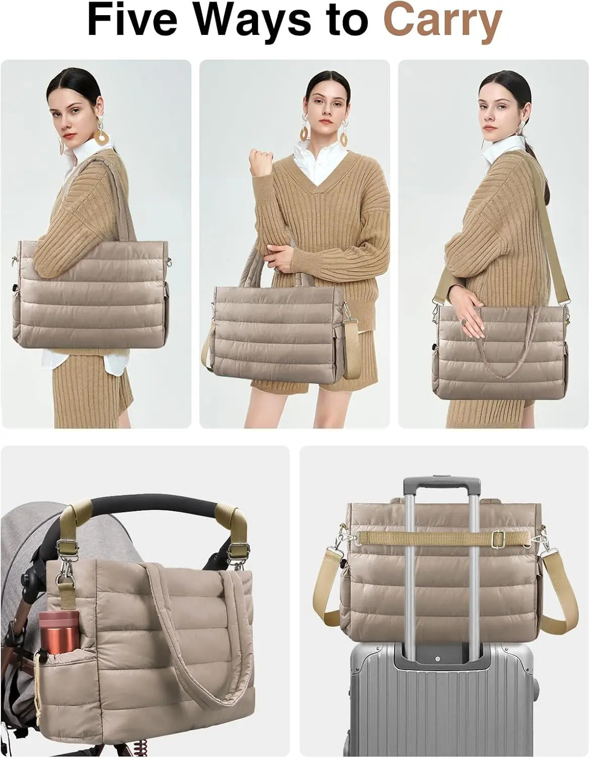 Diaper Bag Tote, Baby Diaper Tote Bags Crossbody Hospital Bag Travel Large Mommy Bag, with Silicone Pacifier Case Wholesale Hub