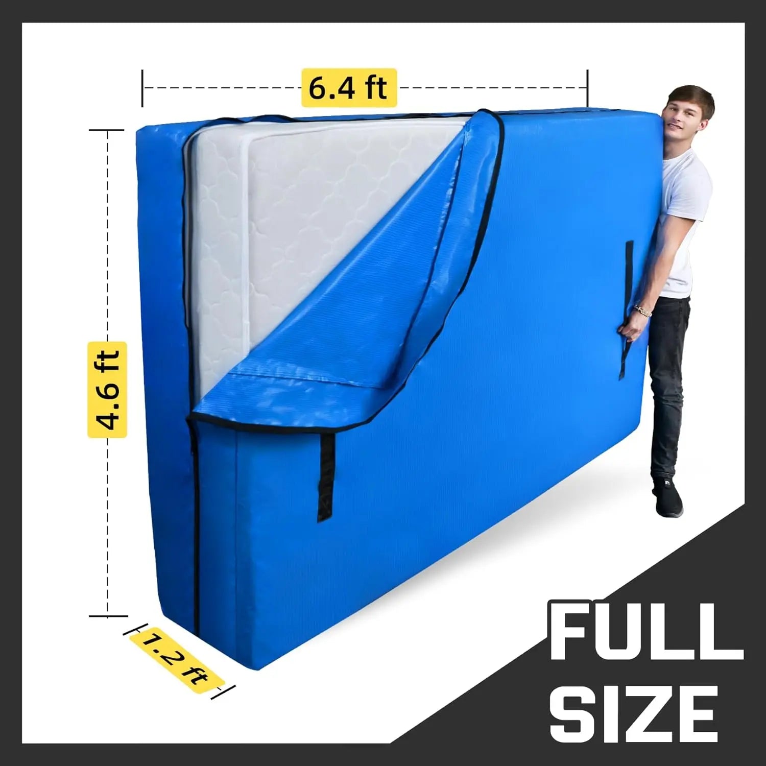 Mattress Bag for Moving & Storage of Full Size, Heavy Duty Mattress Cover for Moving with 12 Handles and Dual Zippers Closure, Thick Reusable Mattress Protector for Moving Supplies & Moving Bags Wholesale Hub