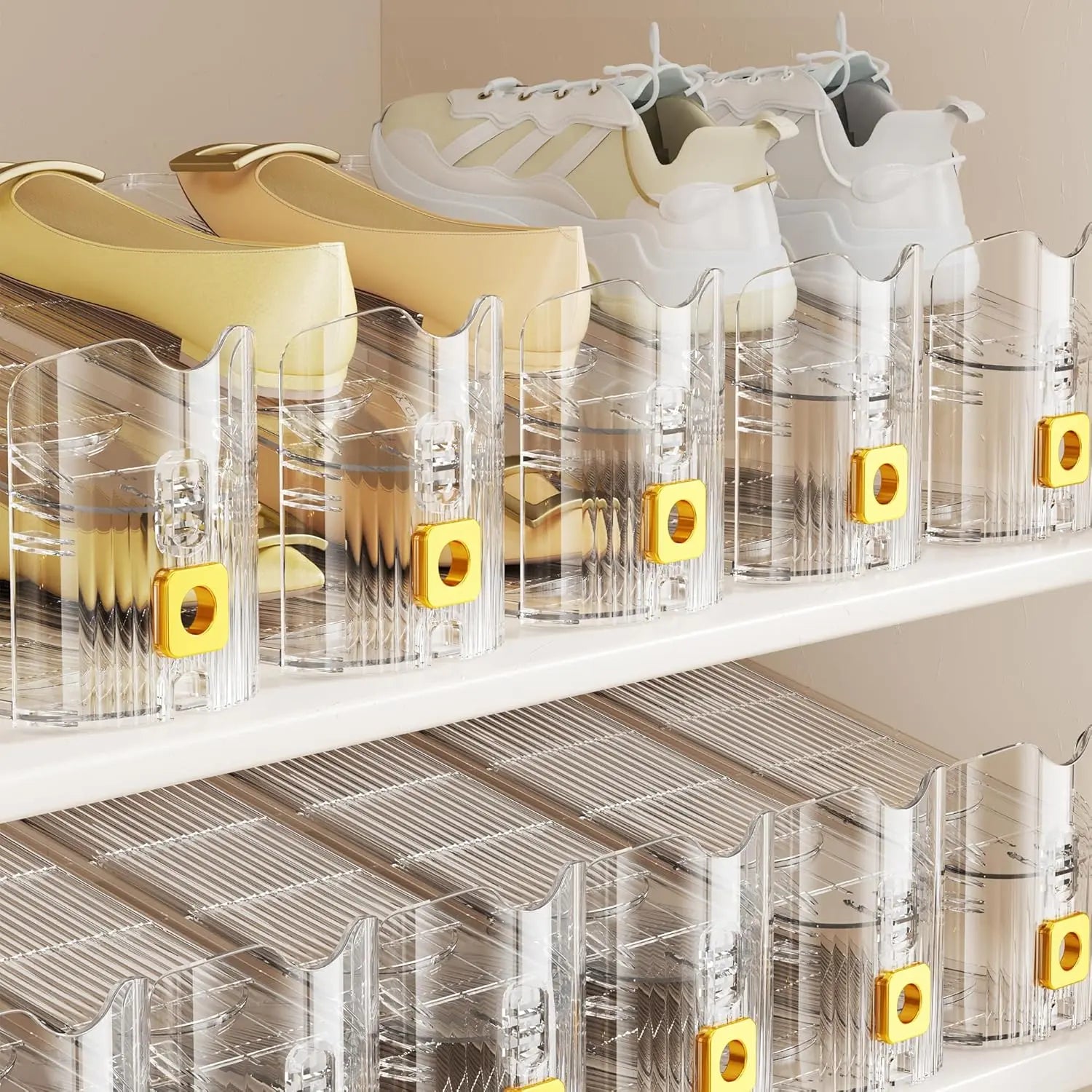 Shoe Slots Organizer for Closet, Shoe Stacker Organizer Double Layer Stack Shoe Rack, Shoe Display Shelf 50% Space Saver Storage Holder for Closet, 12PACK Wholesale Hub