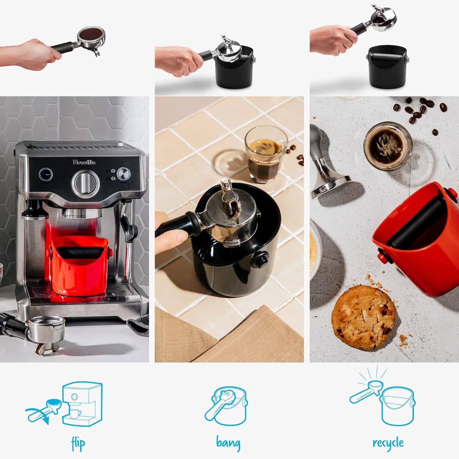 Grindenstèin Sturdy, Compact, Modern Space-Saving Espresso Coffee Grind Knock Box - Black Wholesale Hub
