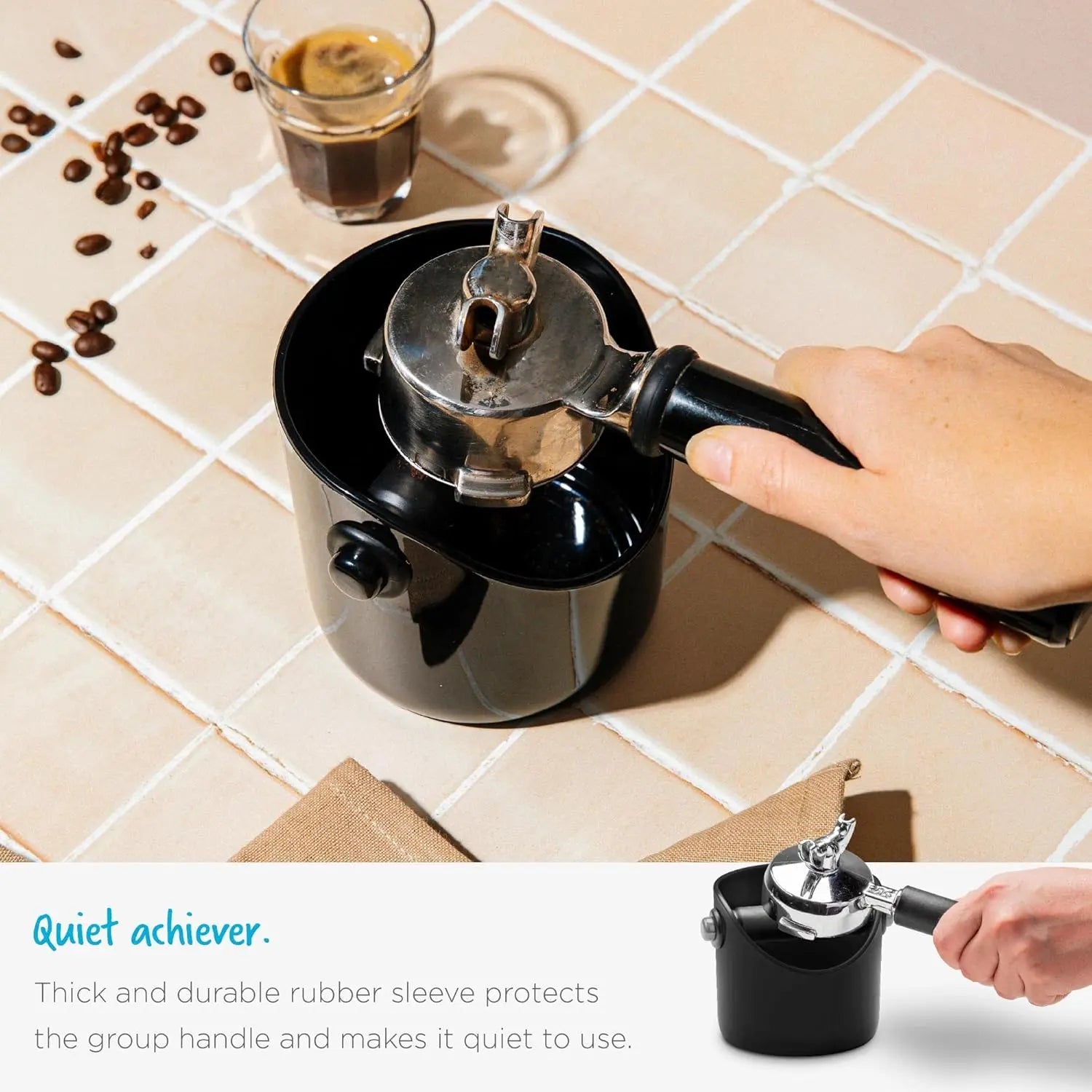 Grindenstèin Sturdy, Compact, Modern Space-Saving Espresso Coffee Grind Knock Box - Black Wholesale Hub