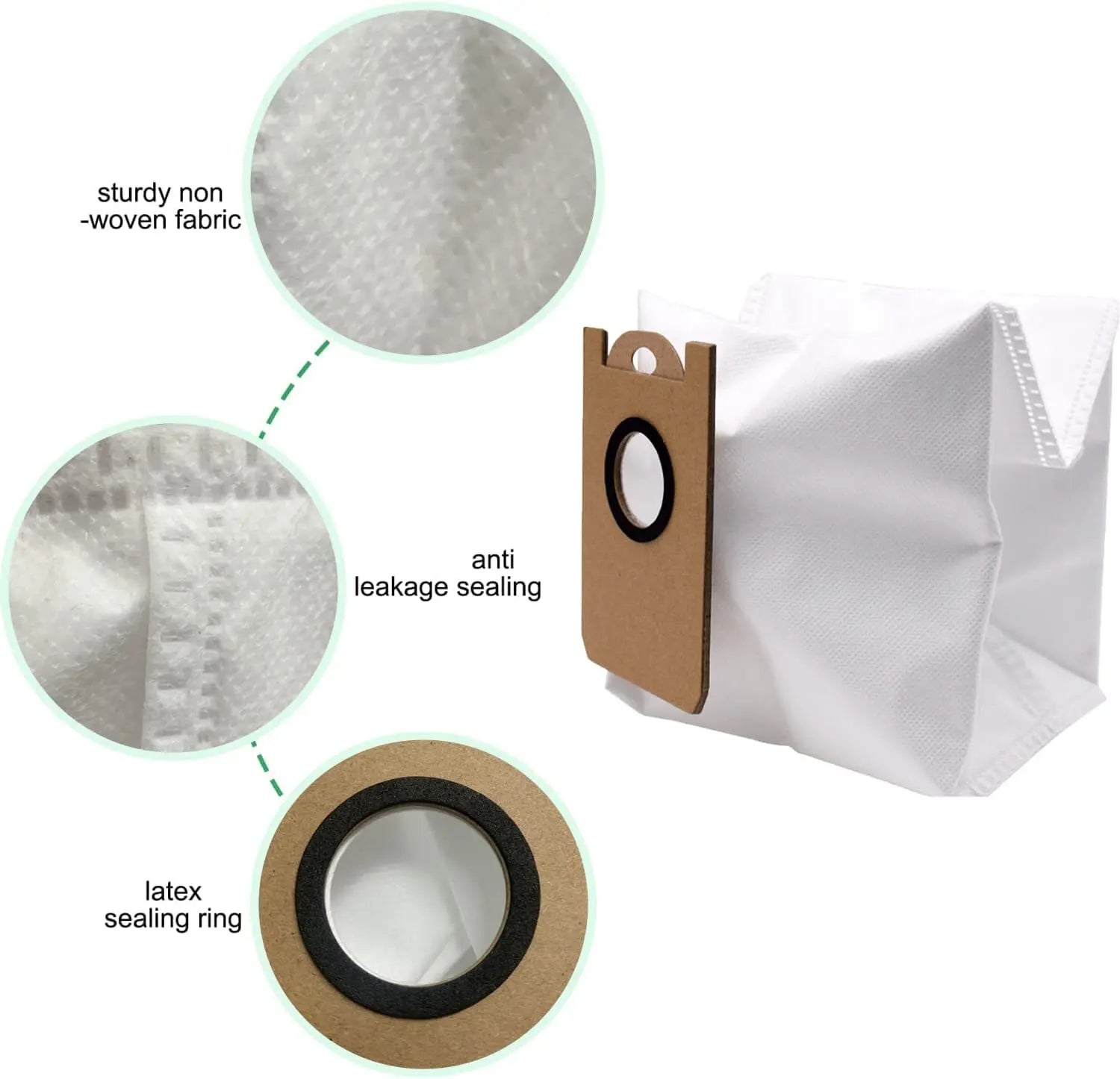 Dust Bags Replacement for iHome AutoVac Nova Pro Self Empty Robot Vacuum Cleaner Accessory Parts, for iHome Nova S1 Pro, Halo, Orbita, Eclipse, Luna, 6 Pack Wholesale Hub