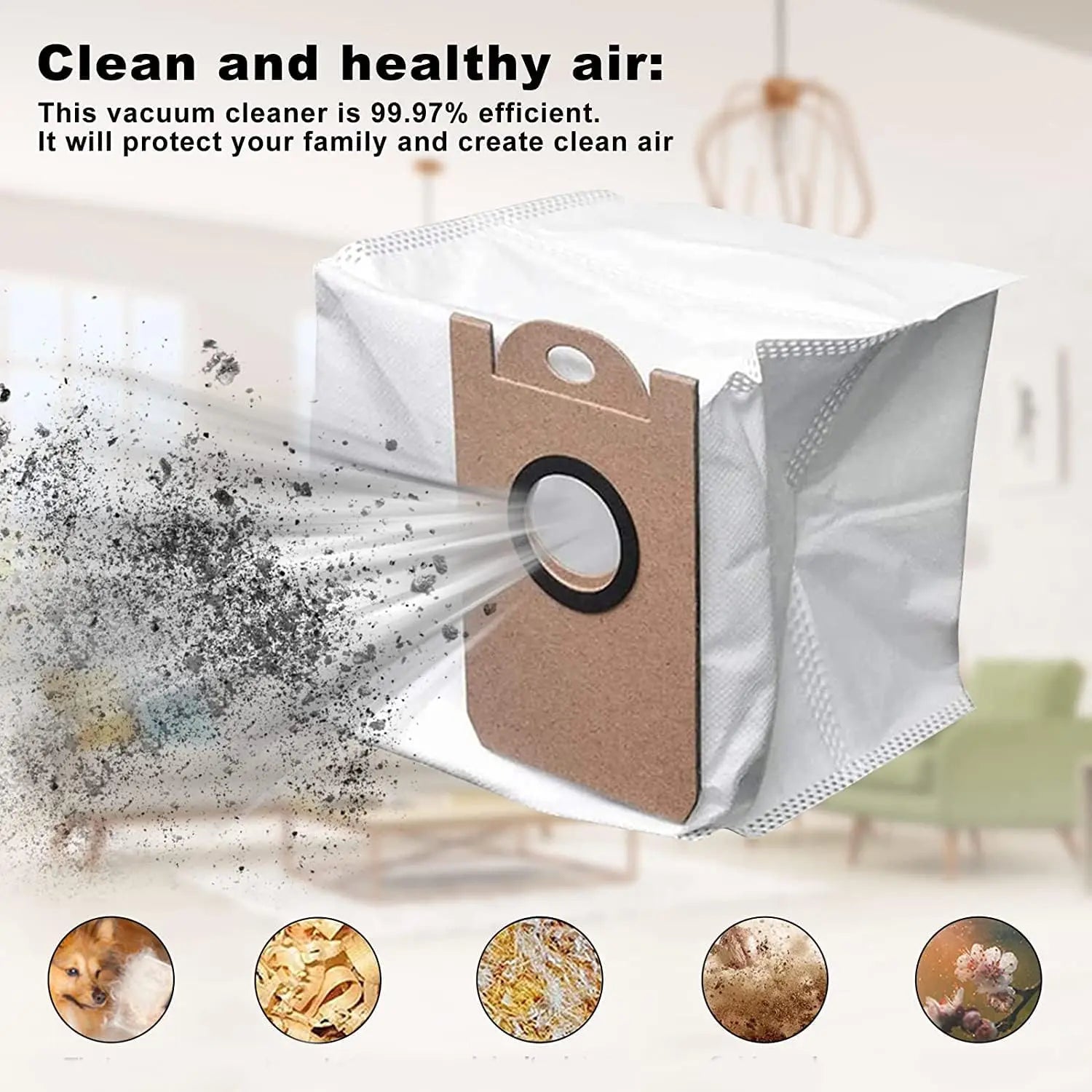 Dust Bags Replacement for iHome AutoVac Nova Pro Self Empty Robot Vacuum Cleaner Accessory Parts, for iHome Nova S1 Pro, Halo, Orbita, Eclipse, Luna, 6 Pack Wholesale Hub