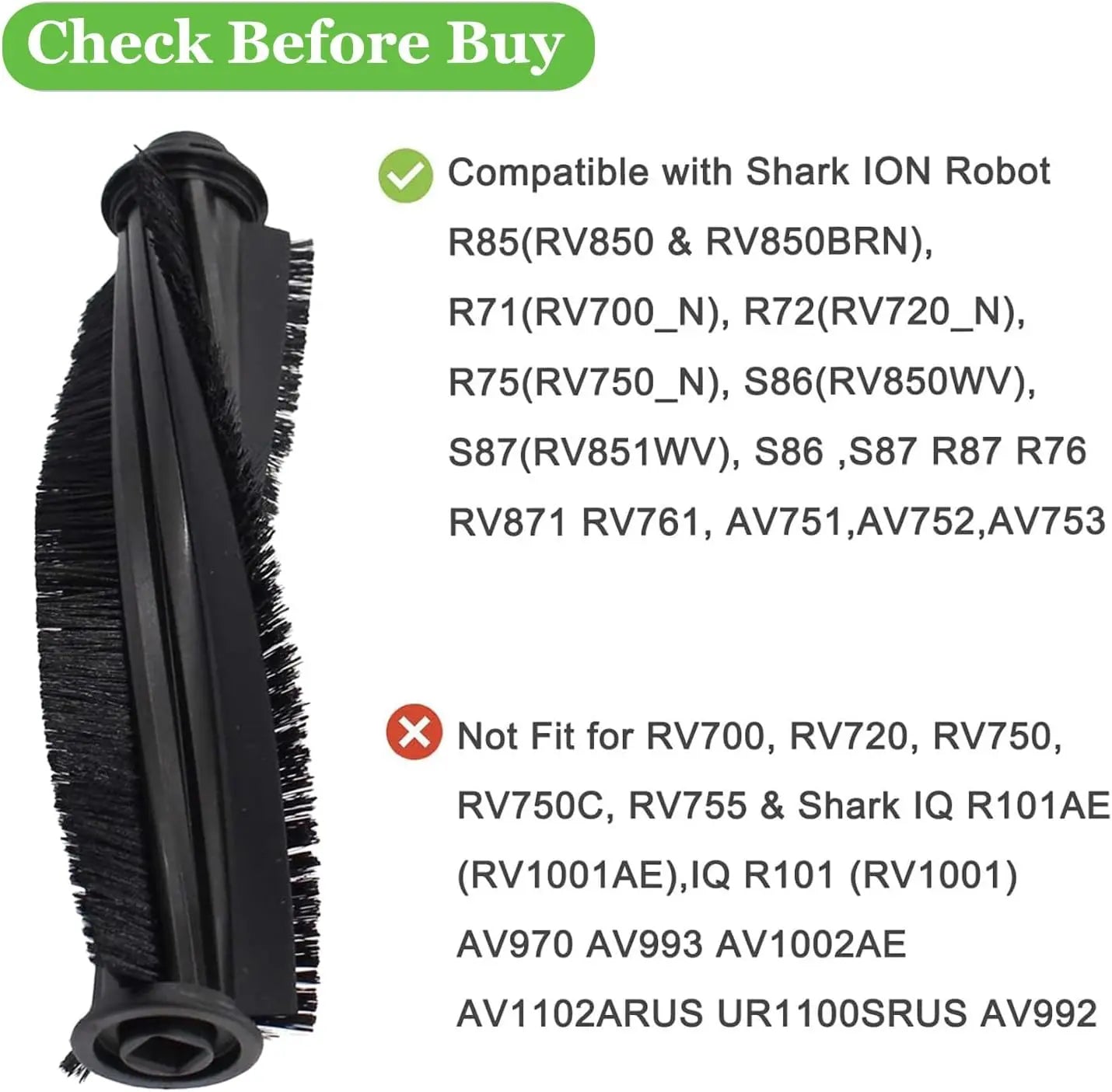 Main Roller Brush for Shark ION AV753 AV752 AV751 R85 RV850 S86 S87 S88 R71 R72 R75 RV761 RV771 RV871 ION Robot Vacuum Cleaner Replacement Accessories Wholesale Hub