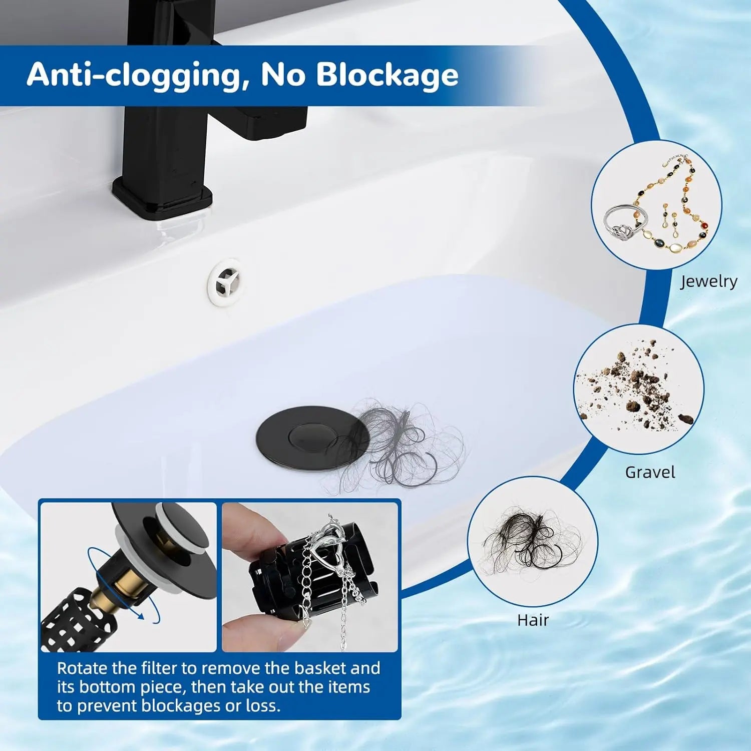 Upgraded 3 in 1 Bathroom & Kitchen Sink Drain Strainer Wholesale Hub