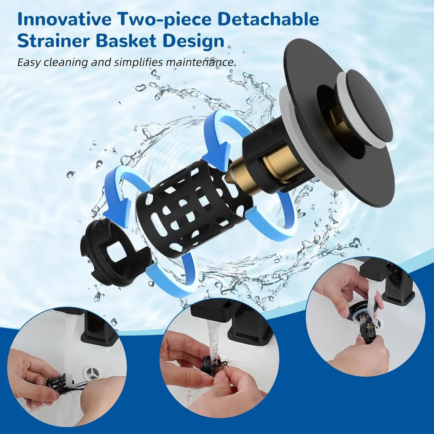 Upgraded 3 in 1 Bathroom & Kitchen Sink Drain Strainer Wholesale Hub