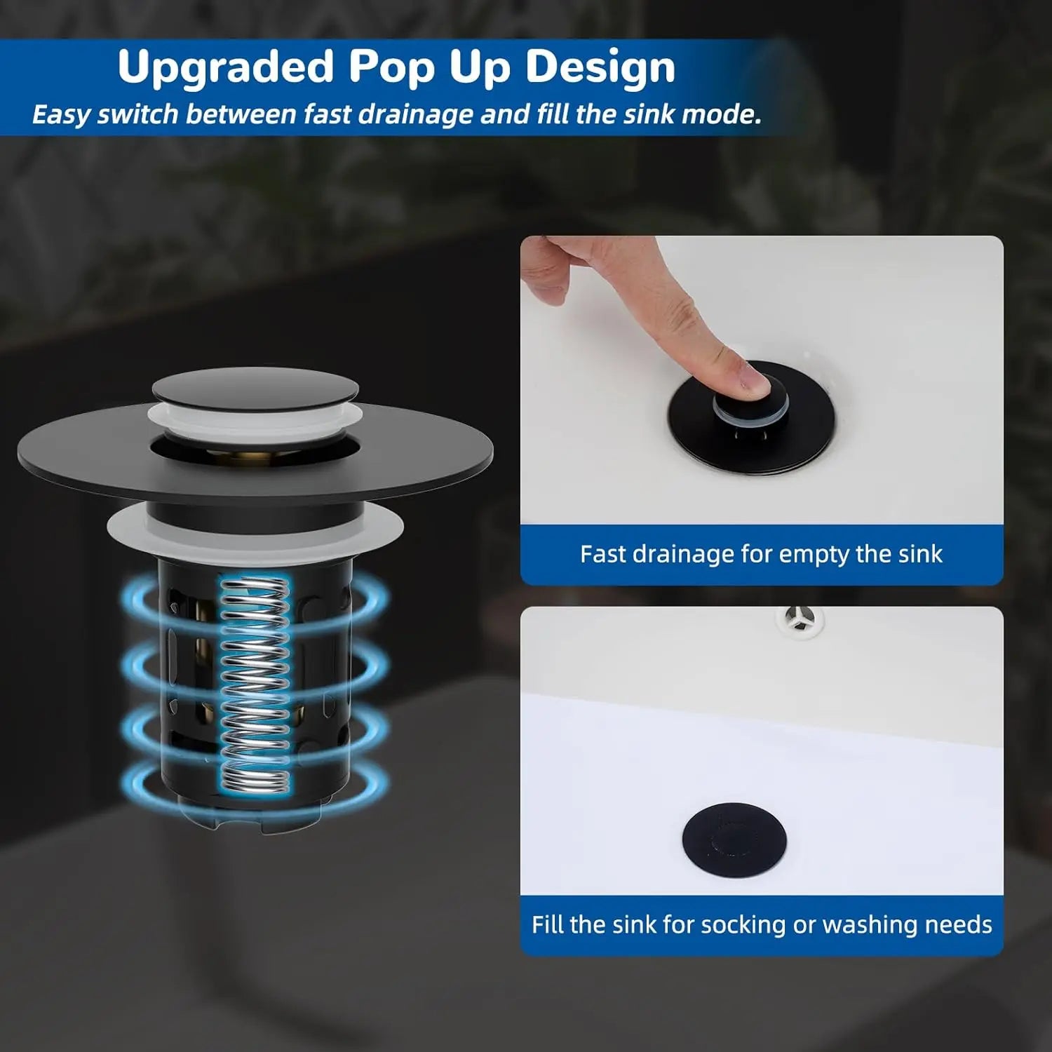 Upgraded 3 in 1 Bathroom & Kitchen Sink Drain Strainer Wholesale Hub