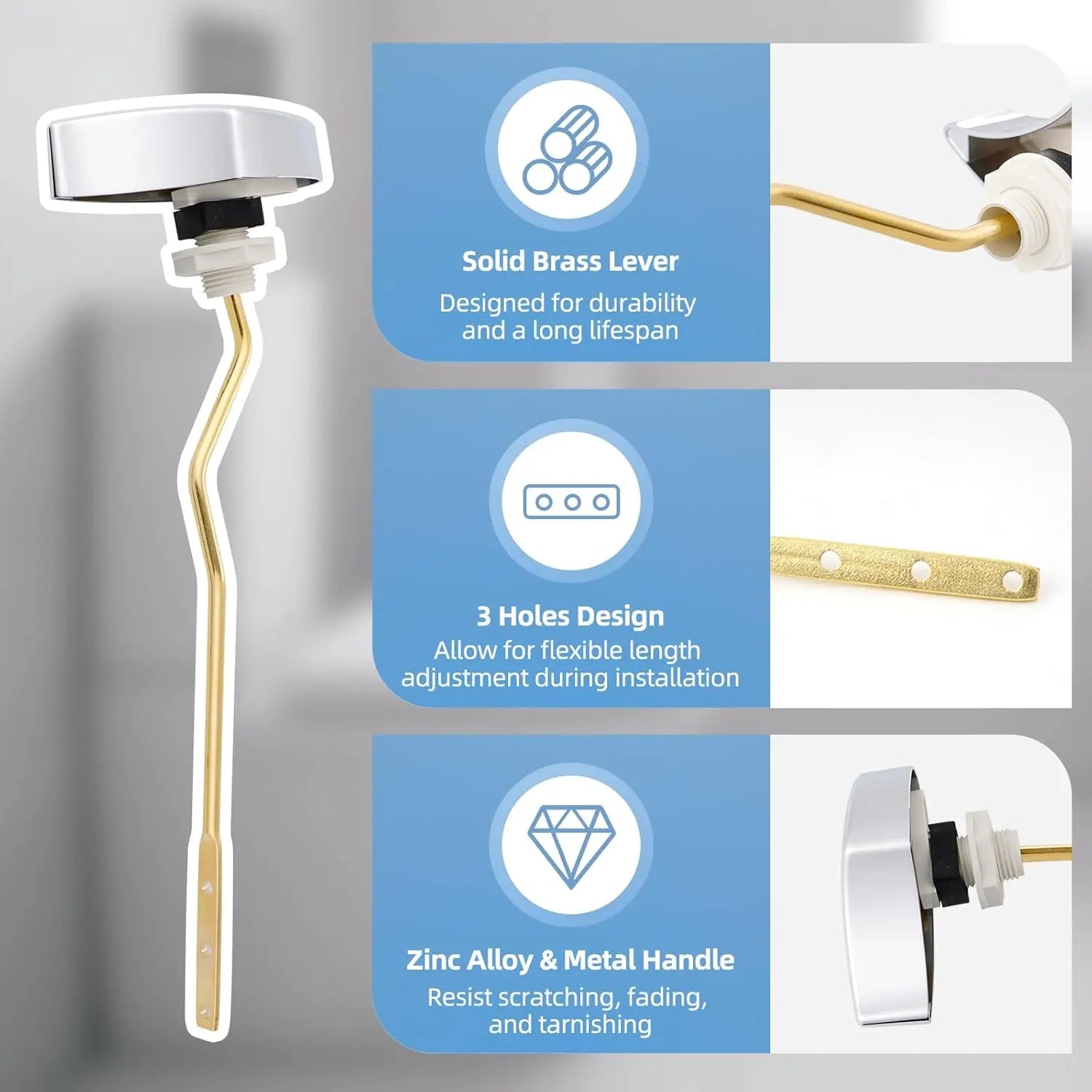 Large 3-Inch Toilet Flapper with Toilet Handle Replacement Compatible with TOTO THU068#CP Trip Lvr Wholesale Hub