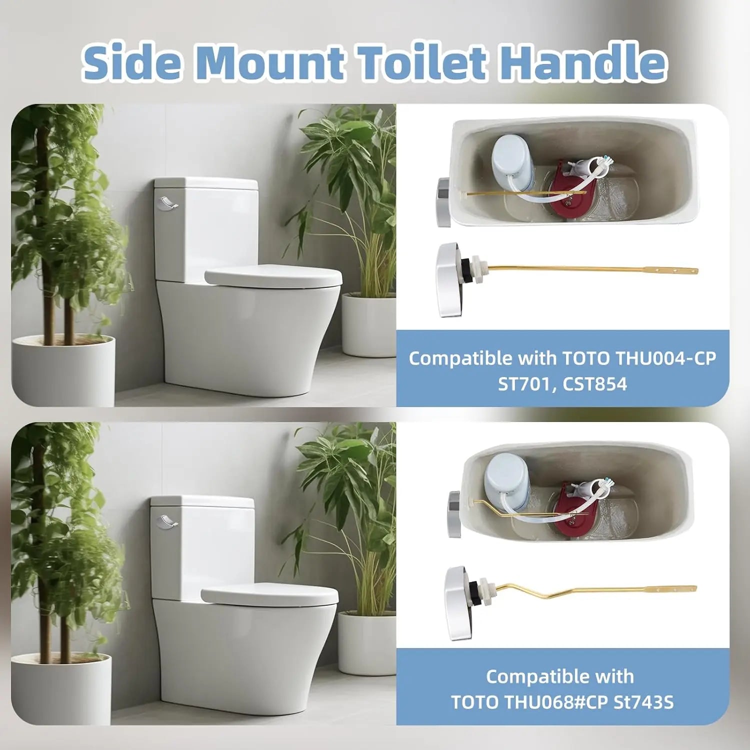 Large 3-Inch Toilet Flapper with Toilet Handle Replacement Compatible with TOTO THU068#CP Trip Lvr Wholesale Hub