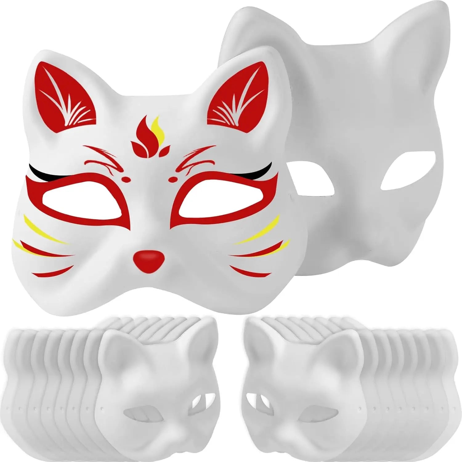 (30+16PCS) Paper Mache Masks & Cat Mask White Blank for Party, Cosplay, Artistic Projects, Theater, Halloween, Masquerade Parties, Classroom Art Wholesale Hub
