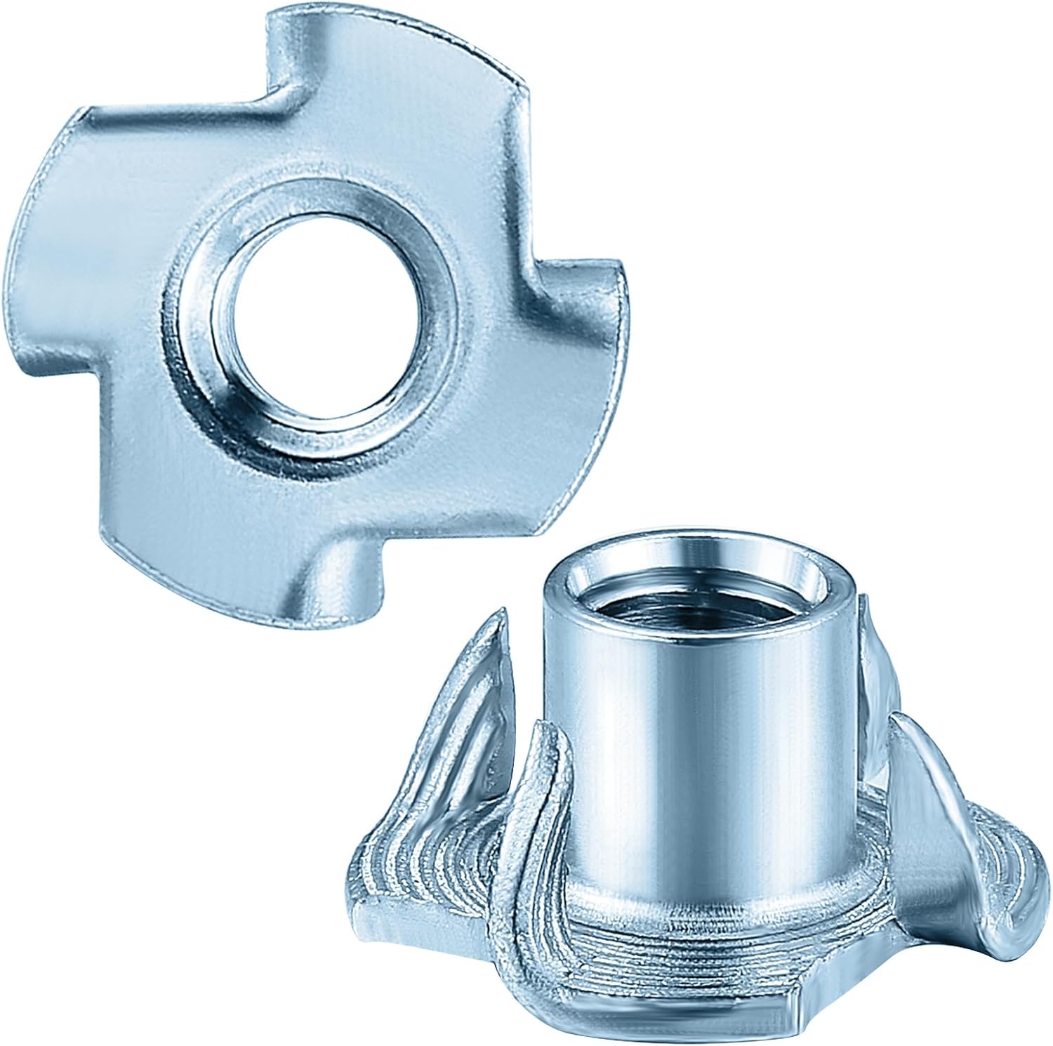 T-Nuts 1/4 * 20 (100 pcs), zinc Plated Steel, for Wood, Climbing Holds and cabinets Wholesale Hub